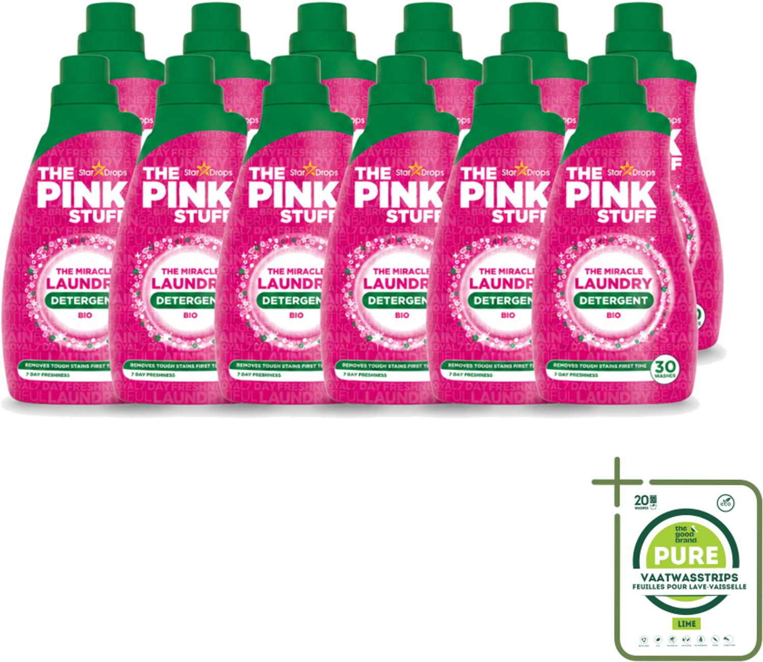 12 x The Pink Stuff BIO - Wasgel - Wasmiddel - Biologisch - 30 Wasbeurten - 960ml - Grootverpakking - Vaatwasstrips - Wasmiddel - Biologisch Wasmiddel - Wasgel - Wasmiddel Voor Gekleurde Kleding - Vlekken Verwijderen