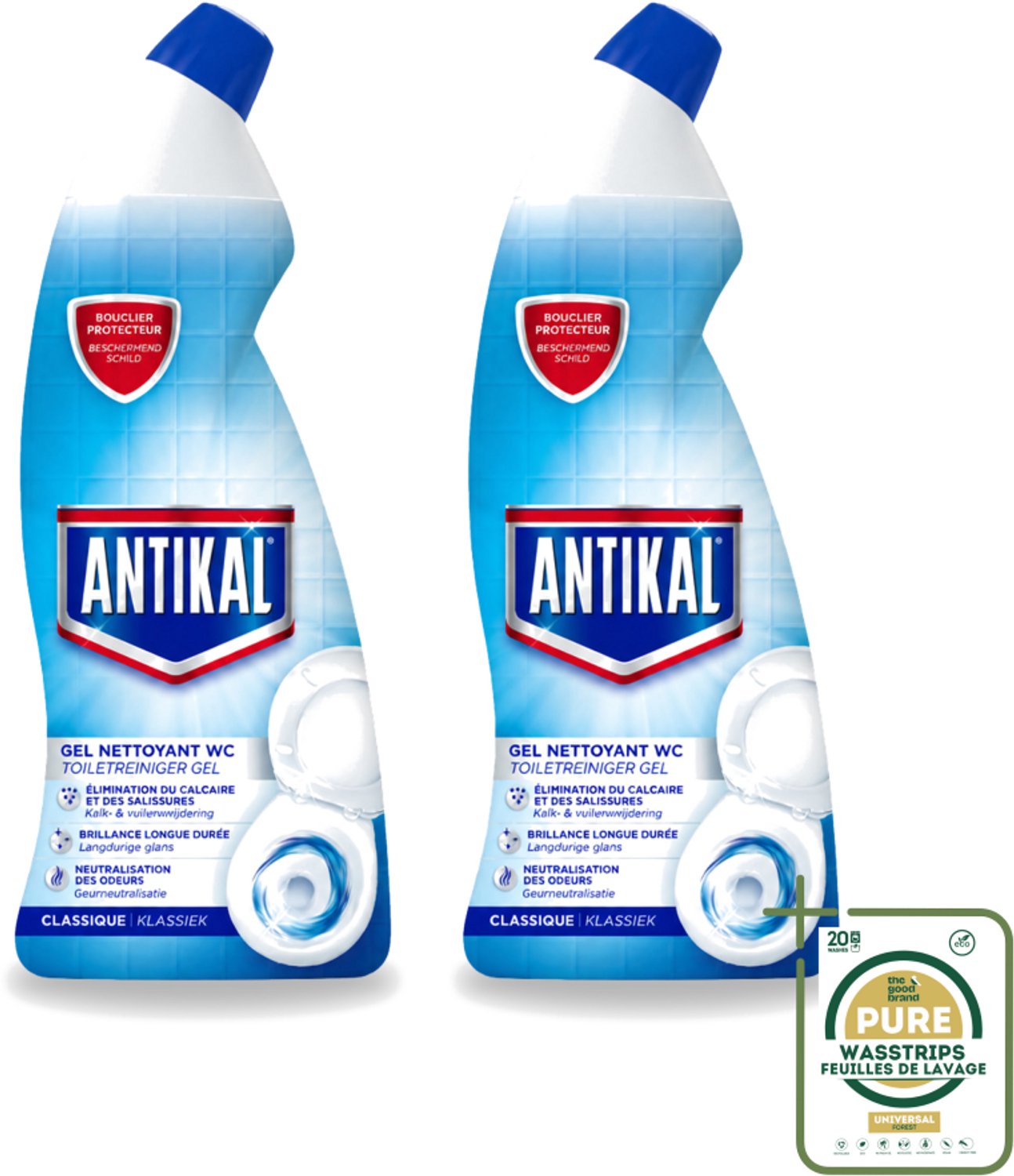 2 x Antikal - Toiletreiniger - Verwijdert Kalkaanslag & Vuil - 750 ml - Wasstrips - Toiletreiniger - Kalkaanslag - Reinigen Toilet - Fris Toilet - Geurinsluitend
