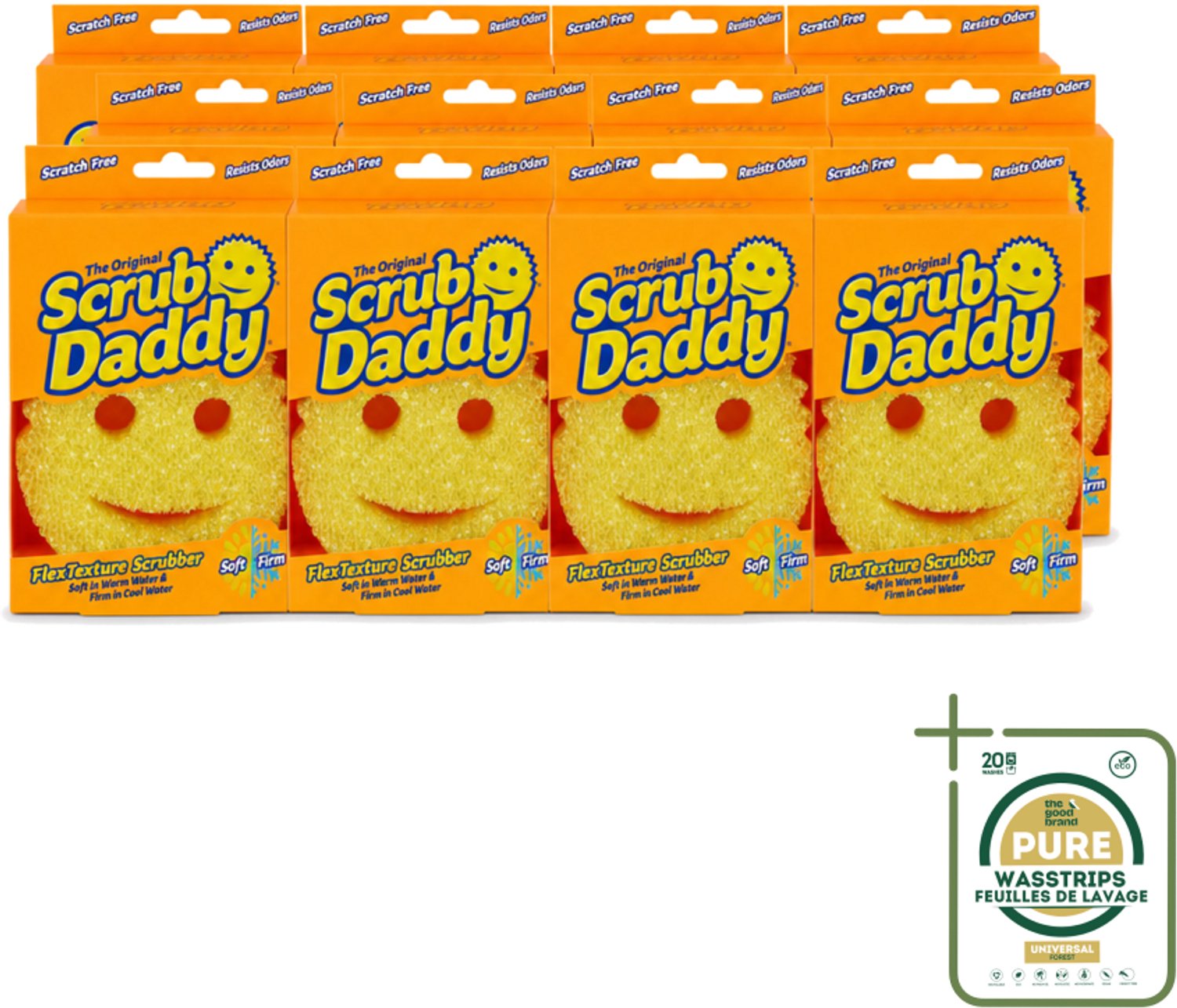 12 x Scrub Daddy - Spons - Veranderende Textuur - 1 Spons - Wasstrips - Schoonmaak - Spons - Vetvlekken Verwijderen - Schrobben - Vaat Reinigen