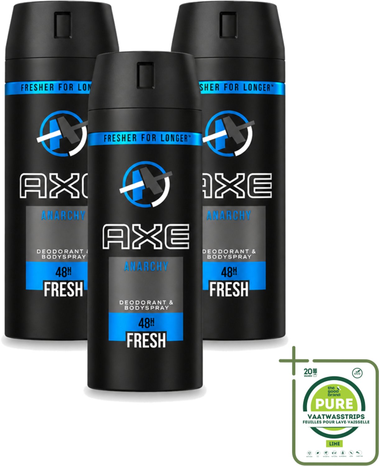 3 x Axe - Deodorant Bodyspray - 48hrs Fresh - Anarchy for Him - 150 ml - Grootverpakking - Deodorant - Bodyspray - Axe - Geur - Man