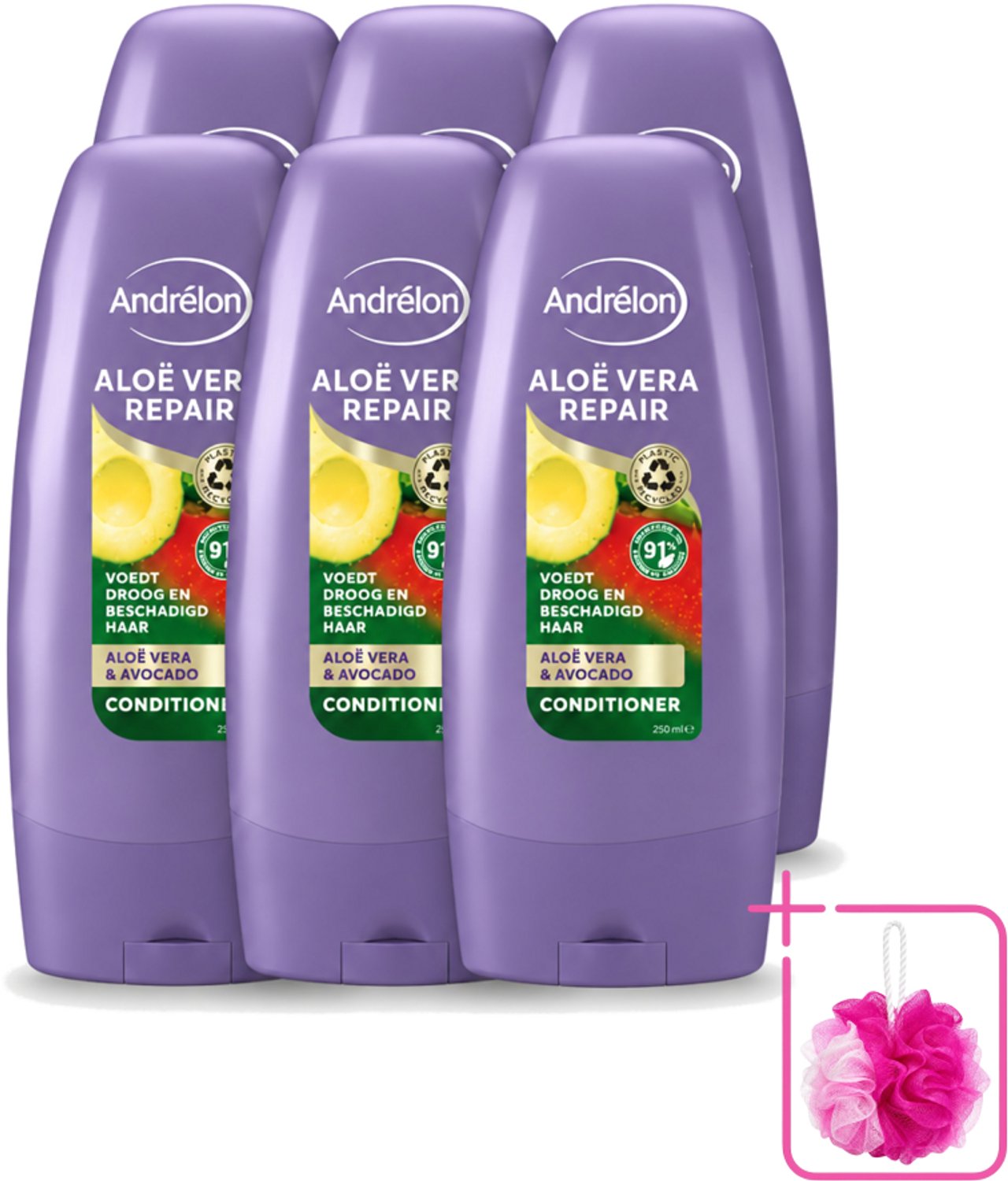 6 x Andrélon - Aloe Vera Repair - Conditioner - Verzachtend & Herstellend - 250 ml - Bulkverpakking - Haarherstel - Douchemop - Haarverzorging