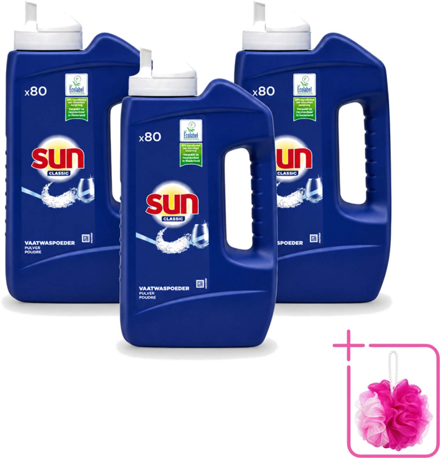 3 x Sun - Vaatwaspoeder - 80 Wasbeurten - 1.36 kg - Bulkverpakking - Vaatwaspoeder - Douchemop - Vaatwasmachine