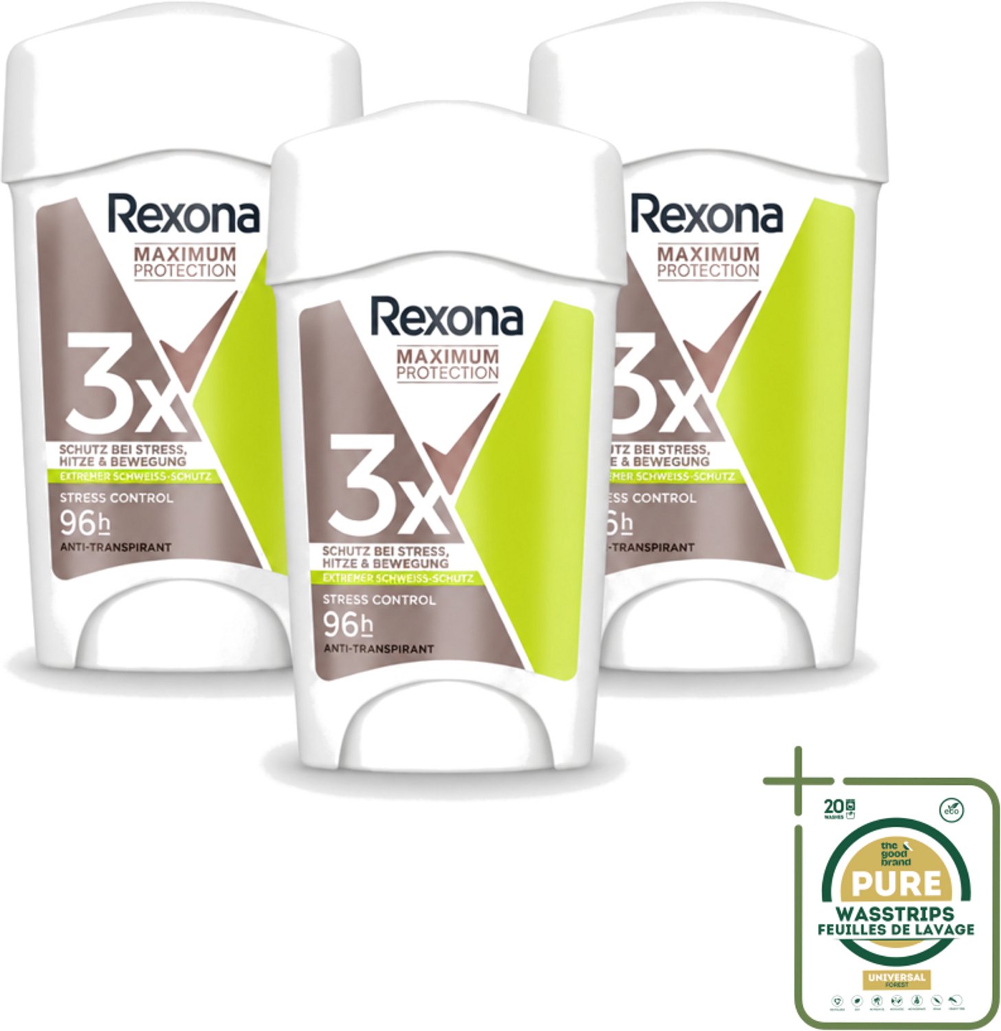 3 x Rexona – Anti-Transpirant Stick – Maximum Protection Stress Control Dry – 45 ml - Anti-transpirant Vrouw - Stress-zweet - Stress Control - Zweet Bescherming - Droge Huid