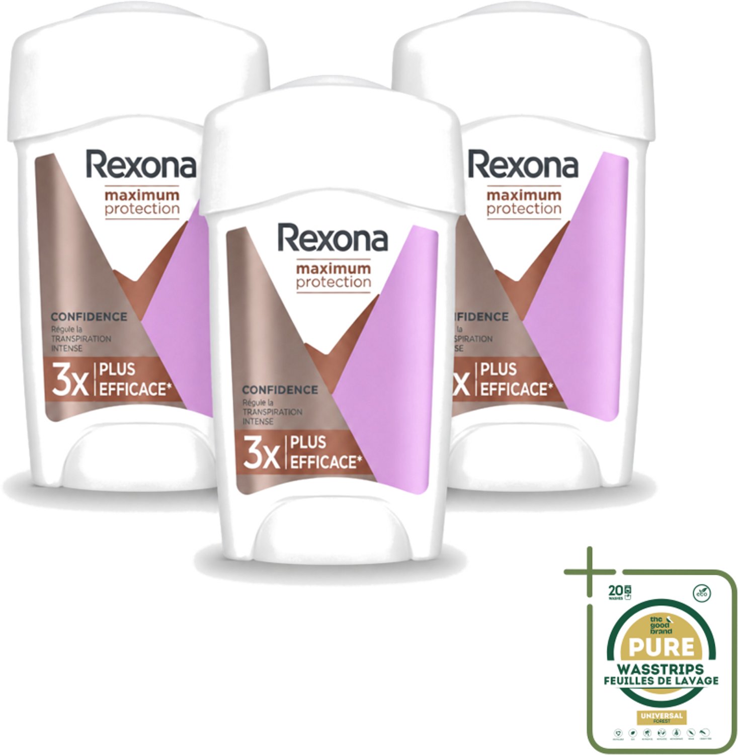 3 x Rexona Women – Anti-Transpirant Stick – Maximum Protection Confidence – 45 ml - Anti-transpirant - Zweetbescherming - Zweetcontrole - Vrouwelijke Zweetbescherming - Droge Oksels