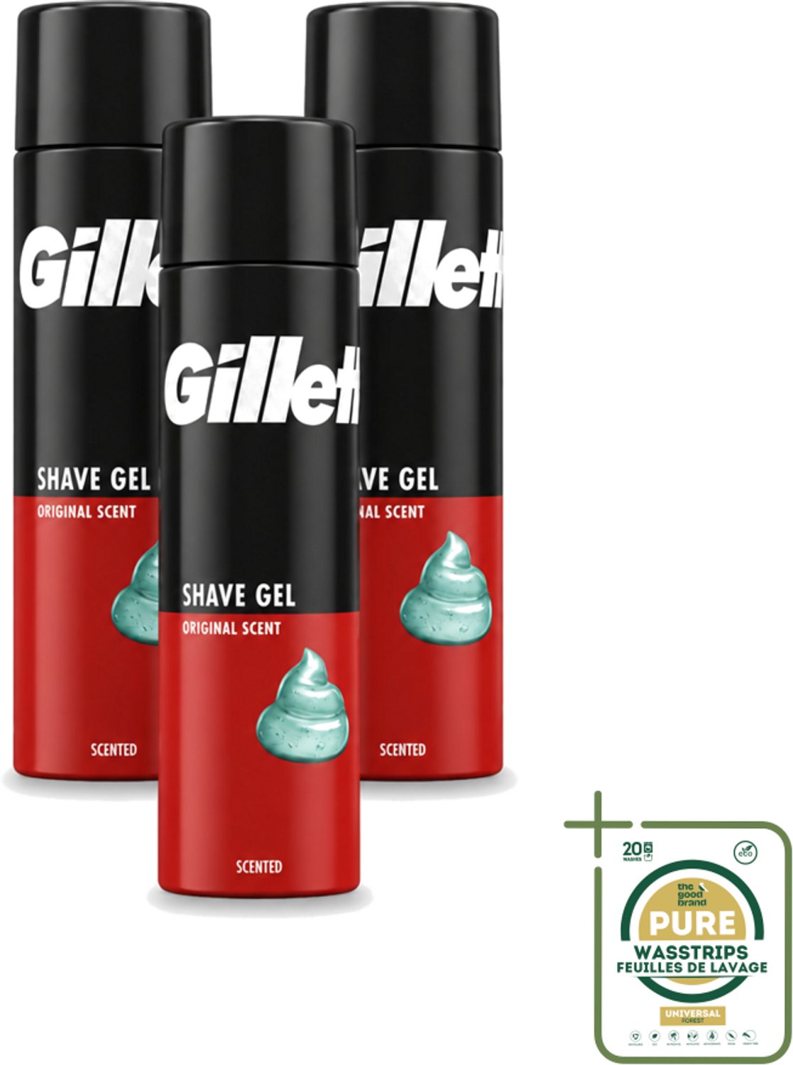 3 x Gillette – Scheergel – Classic – 200 ml - Wasstrips - Scheergel - Gevoelige Huid - Scheren - Scherpen - Schuim