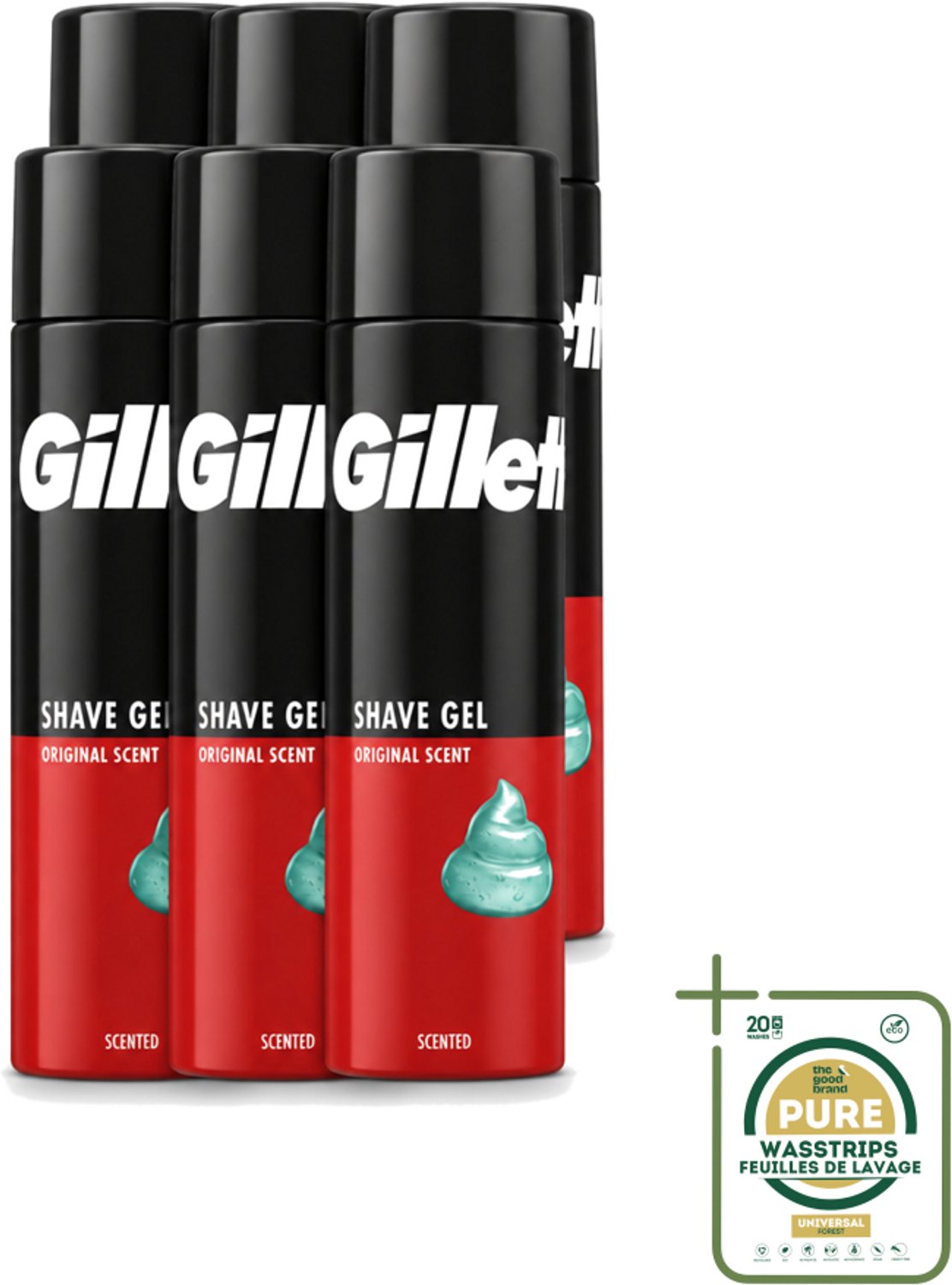 6 x Gillette – Scheergel – Classic – 200 ml - Wasstrips - Scheergel - Gevoelige Huid - Scheren - Scherpen - Schuim