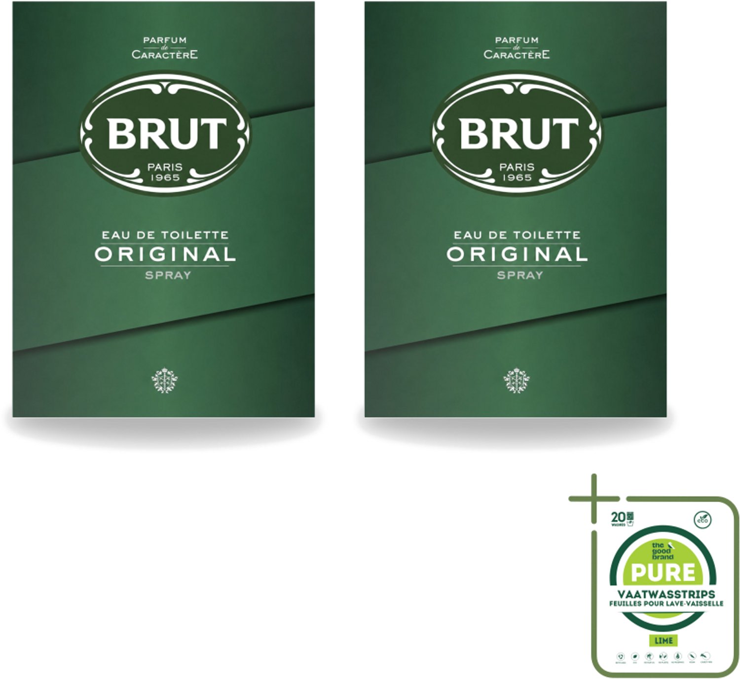 2 x Brut – Eau de Toilette – Original – 100 ml - Grootverpakking - Vaatwasstrips - Brut Original - Eau De Toilette - Geur - Parfum - Lavendel