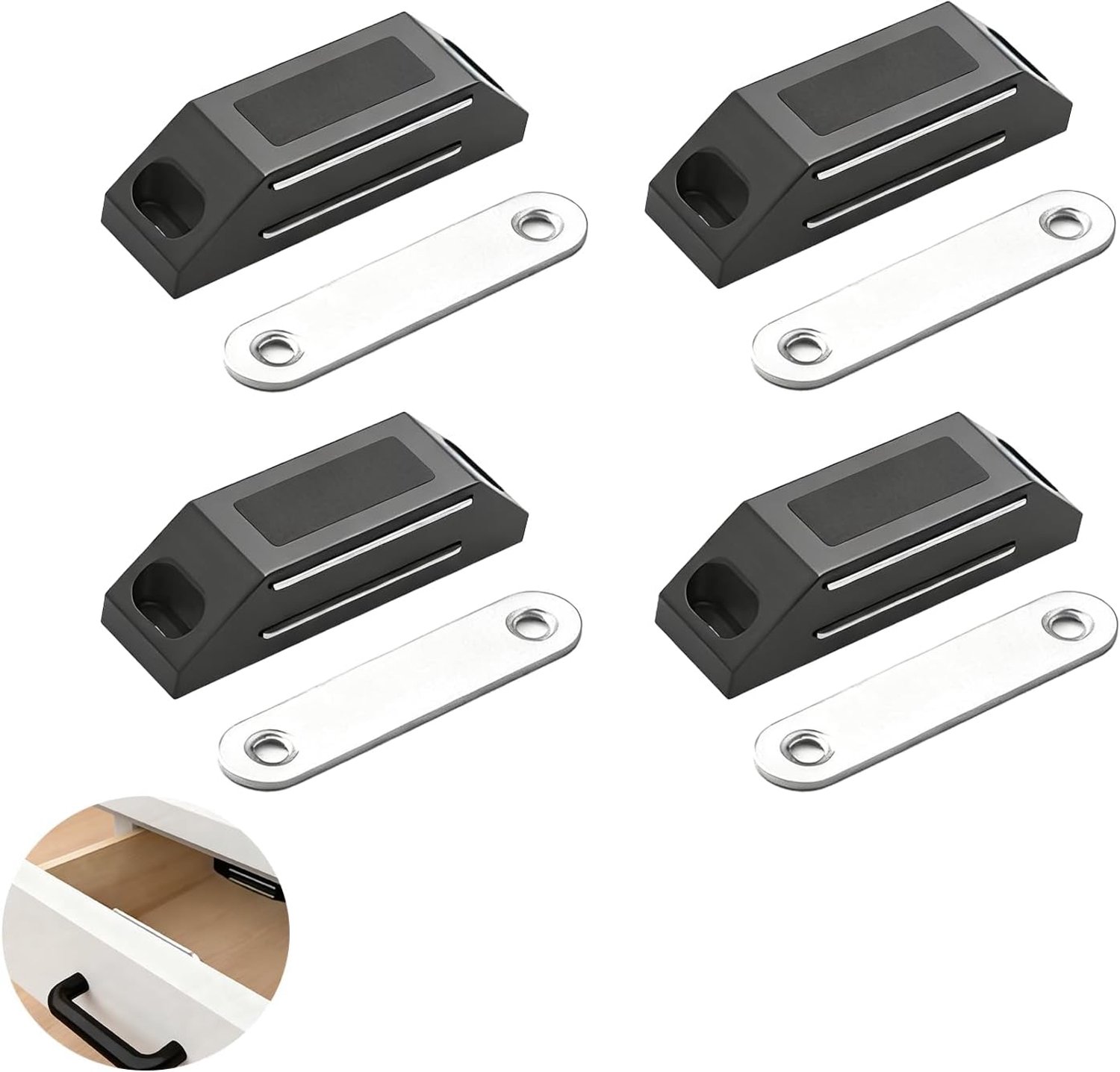 Zelfklevende Kastmagneet, Set van 4 Magneetsloten zonder Boor, Sterke en Duurzame Magnetische Sluiting voor Kasten - ShopVlot
