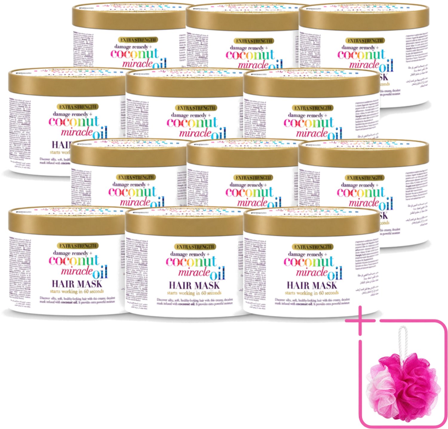 12 x OGX - Coconut Miracle Oil - Haarmasker - Intens Voedend - Voor Beschadigd Haar - 300 ml - Bulkverpakking - Haarmasker - Kokosolie