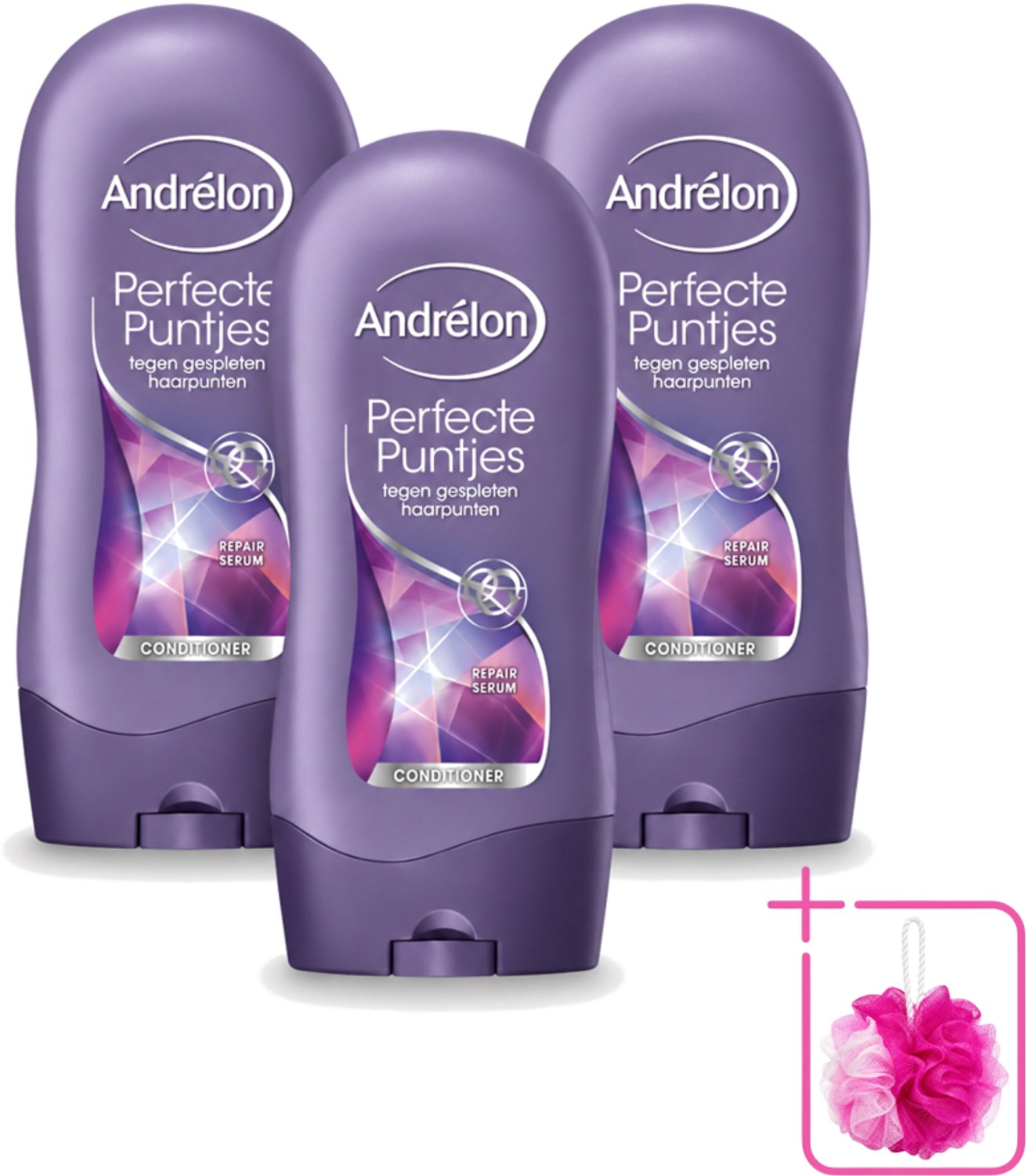 3 x Andrélon - Perfecte Puntjes - Conditioner - Tegen Gespleten Haarpunten - 300 ml - Bulkverpakking - Haarpunten beschermen - Douchemop - Haarpunten herstellen