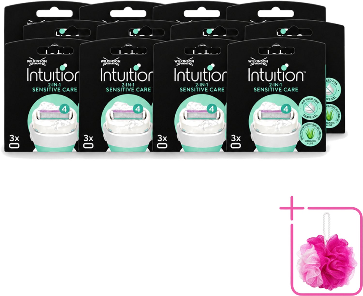 12 x Wilkinson – Scheermesjes – Intuition Dry Skin Sensitive Care – 3 Scheermesjes - Bulkverpakking - Gevoelige huid - Scheermesjes