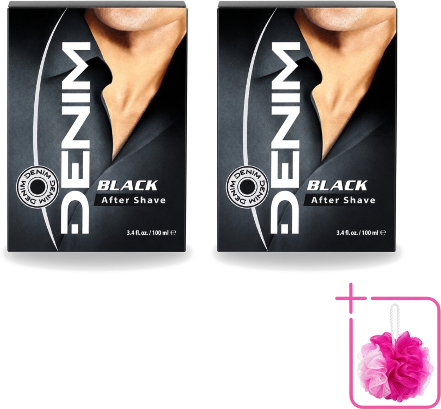 2 x Denim – Aftershave – Black – 100 ml - Bulkverpakking - Aftershave man - Douchemop - Aftershave voor mannen
