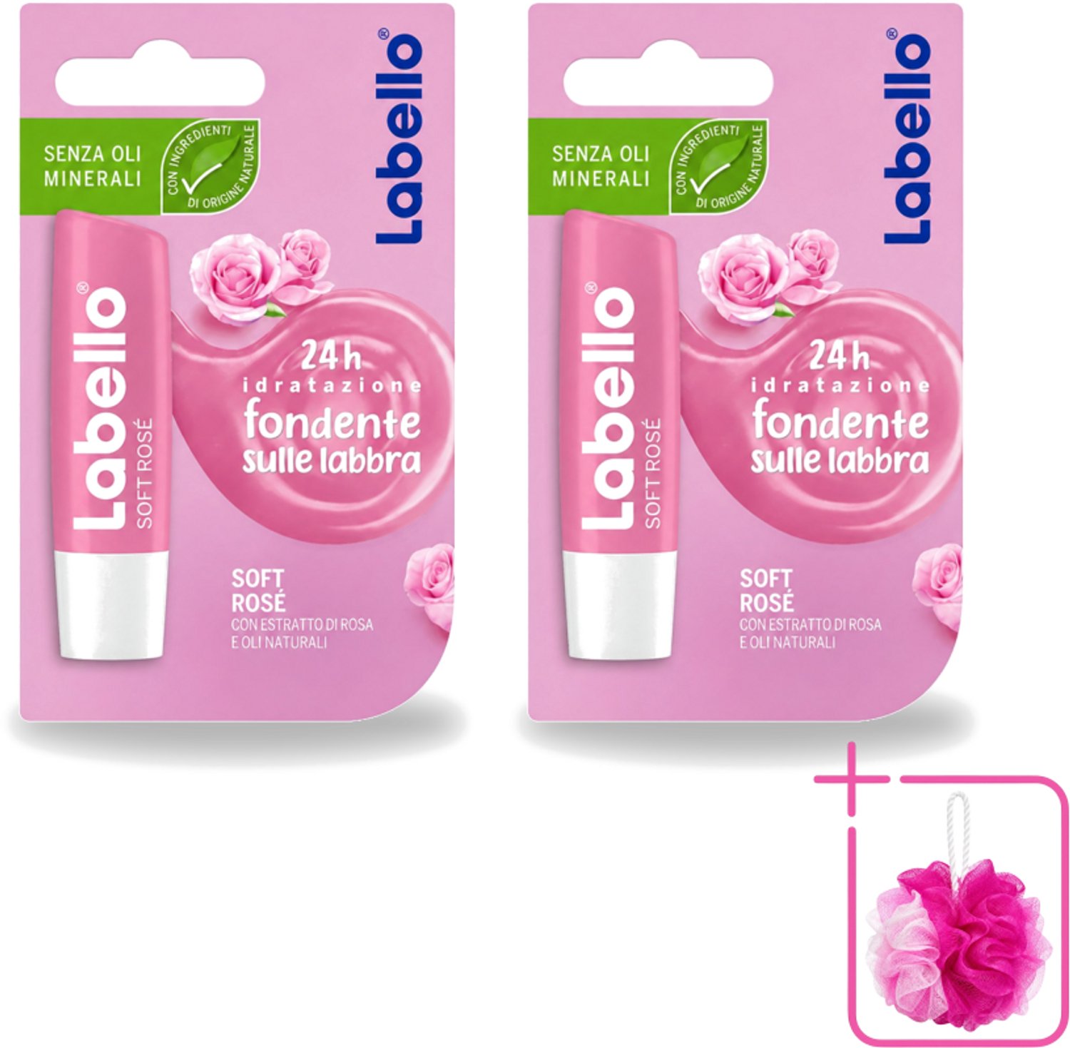 2 x Labello – Lippenbalsem – Soft Rosé - Bulkverpakking - Lippenbalsem - Douchemop - Hydratatie