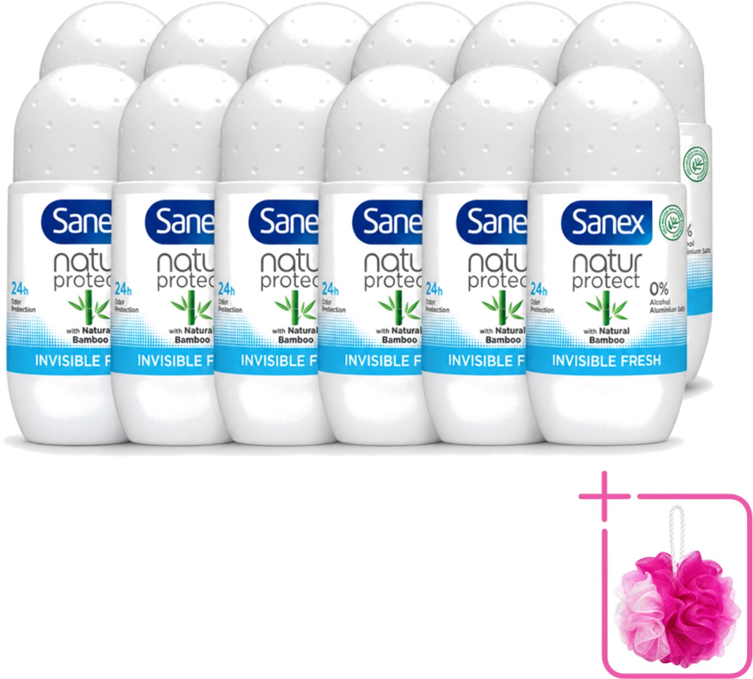12 x Sanex – Deo Roll-on – Bamboo Invisible Fresh – 50 ml - Bulkverpakking - Deodorant roll-on - Douchemop - Bamboe