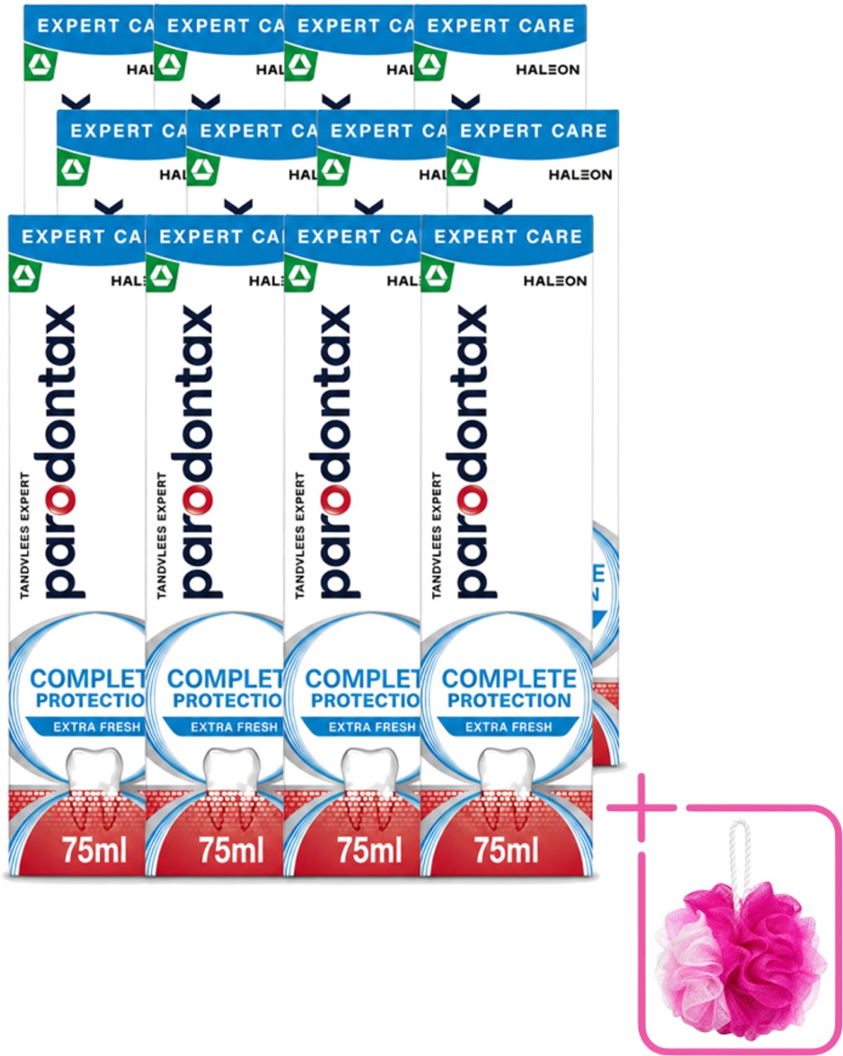 12 x Parodontax – Tandpasta – Complete Protection Extra Fresh – 75 ml - Bulkverpakking - Tandvleesbescherming - Douchemop - Mondhygiëne