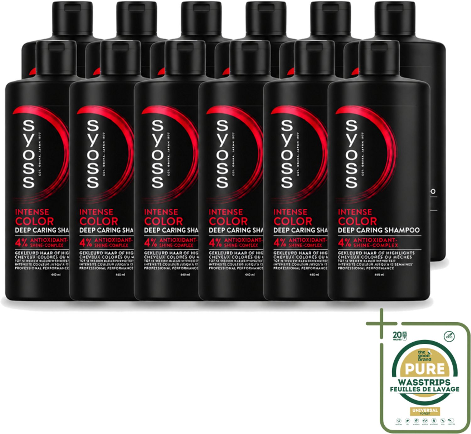 12 x Syoss – Shampoo – Color – 440 ml - Wasstrips - Kleurbeschermende Shampoo - Gekleurd Haar - Highlights - Kleurvervaging - Glans
