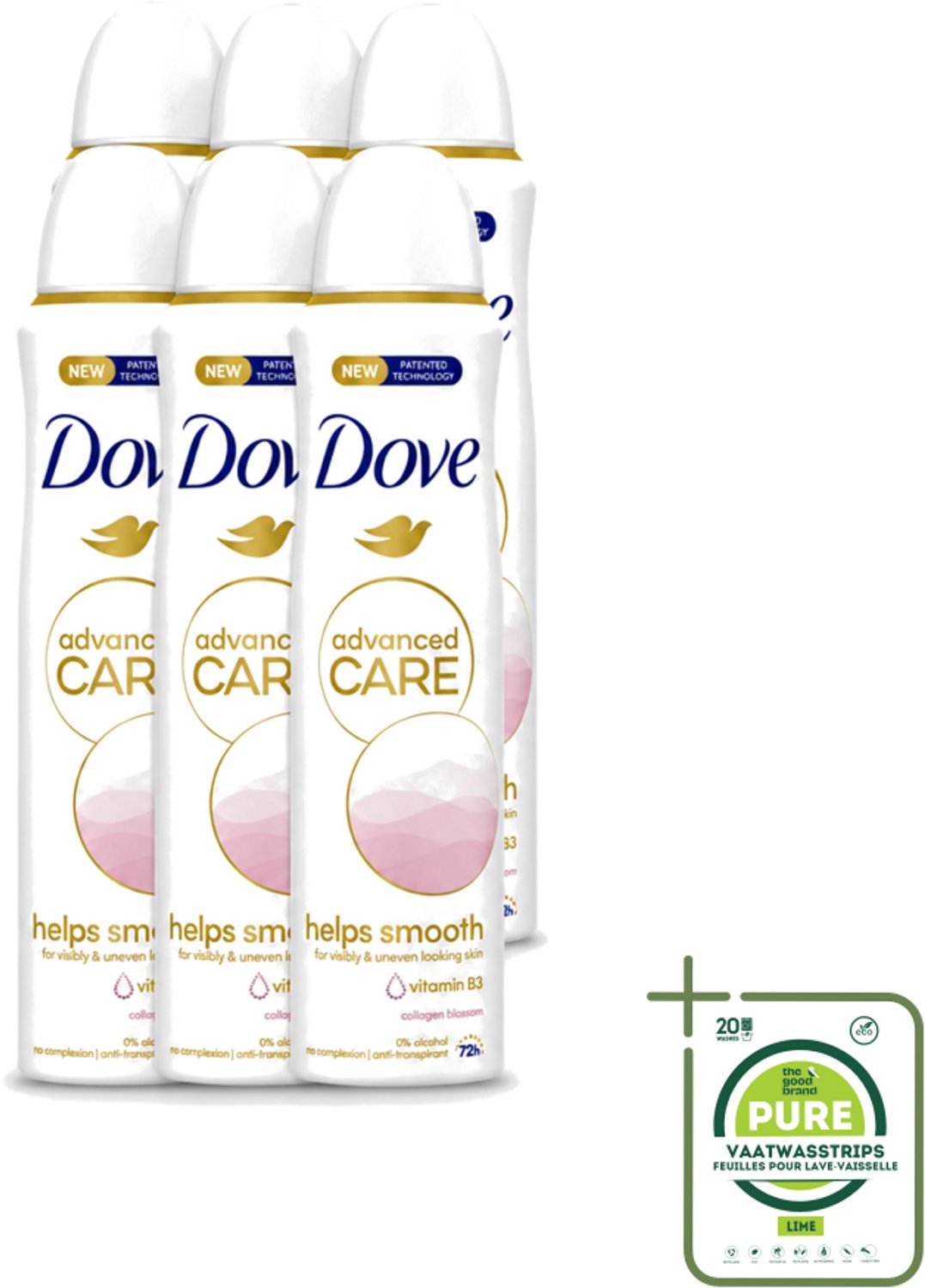 6 x Dove – Deodorant Spray – Helps Smooth Advanced Care – 150 ml - Grootverpakking - Deodorant Spray - Okselhuid Verzorging - Huidverzorging - Alcoholvrije Deodorant - Comfortabele Huid