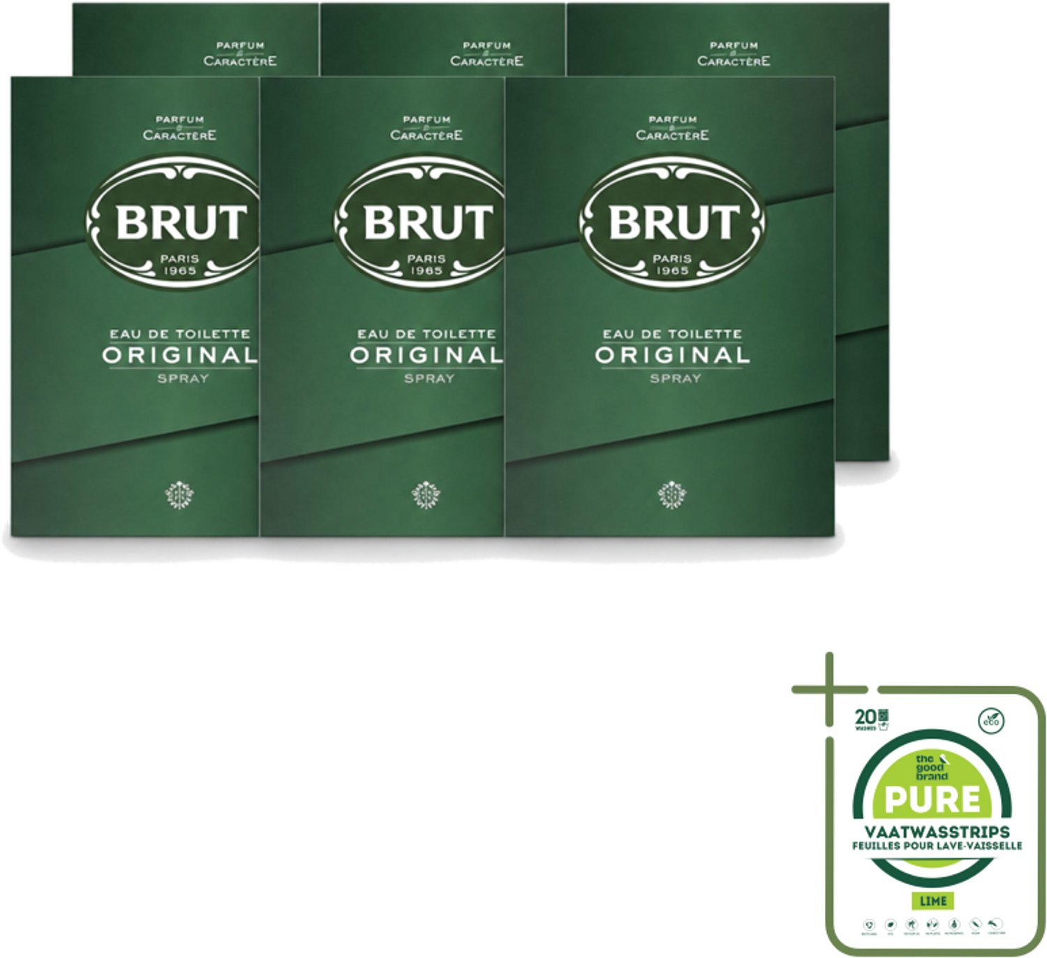 6 x Brut – Eau de Toilette – Original – 100 ml - Grootverpakking - Vaatwasstrips - Brut Original - Eau De Toilette - Geur - Parfum - Lavendel