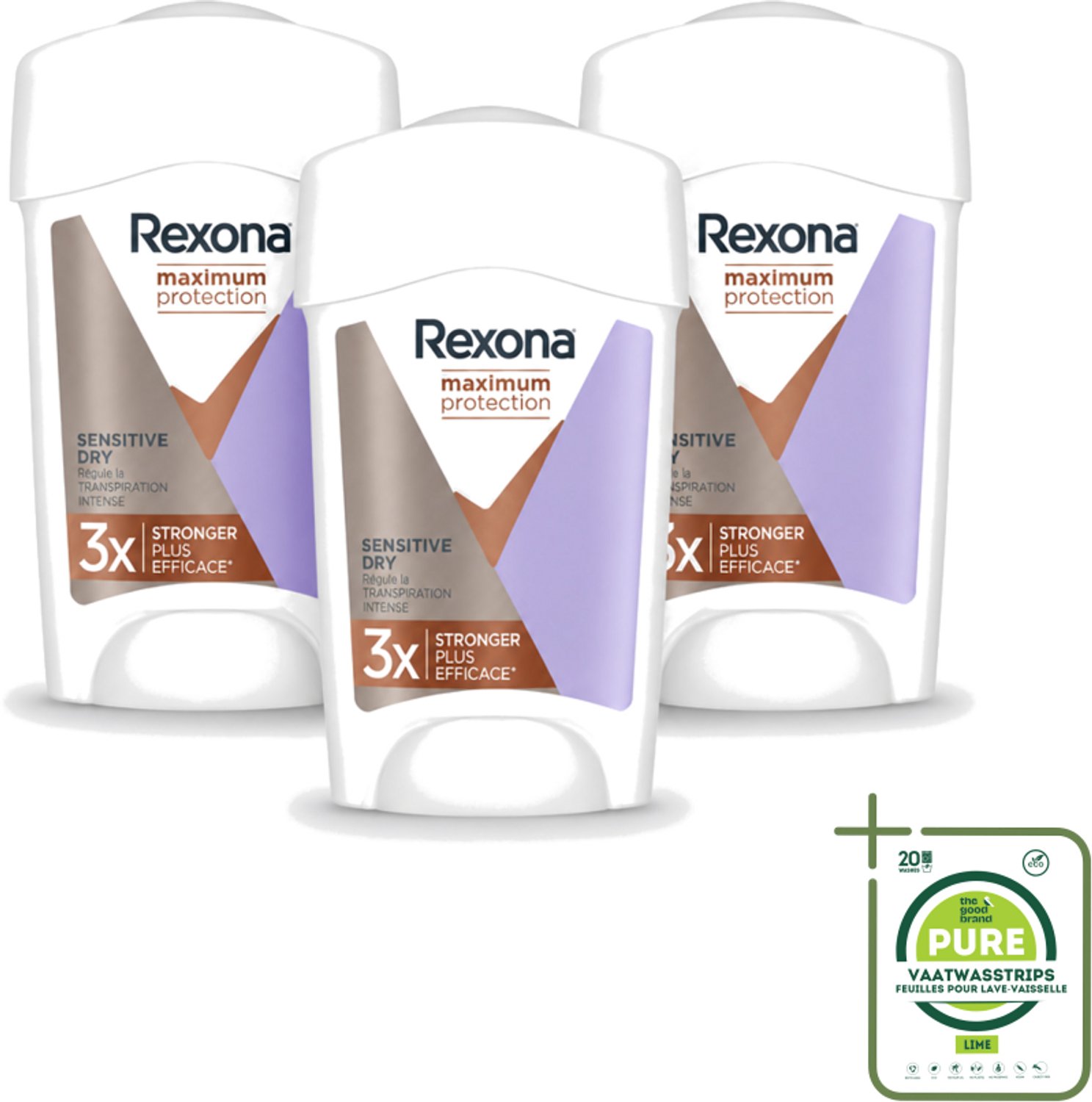3 x Rexona Women – Anti-Transpirant Stick – Maximum Protection Sensitive Dry – 45 ml - Grootverpakking - Anti-transpirant - Zweetbehandeling - Gevoelige Huid - Zweetvermindering - Deodorant