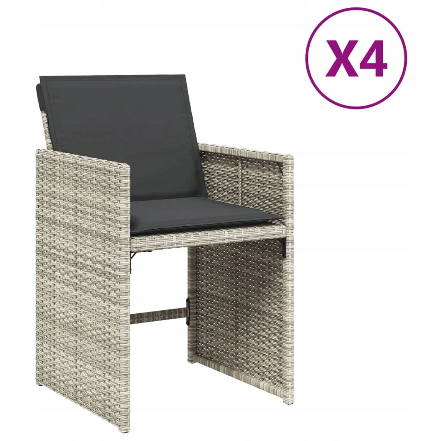 4x Tuinstoel met Kussens - Rotan Look, Comfortabel en Opvouwbaar