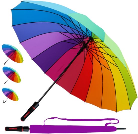 Extra Sterk - 16 Baleinen - Regenboog Paraplu Storm Winddicht Automatisch - ShopVlot — cadeau in Mode & Accessoires - foto 4