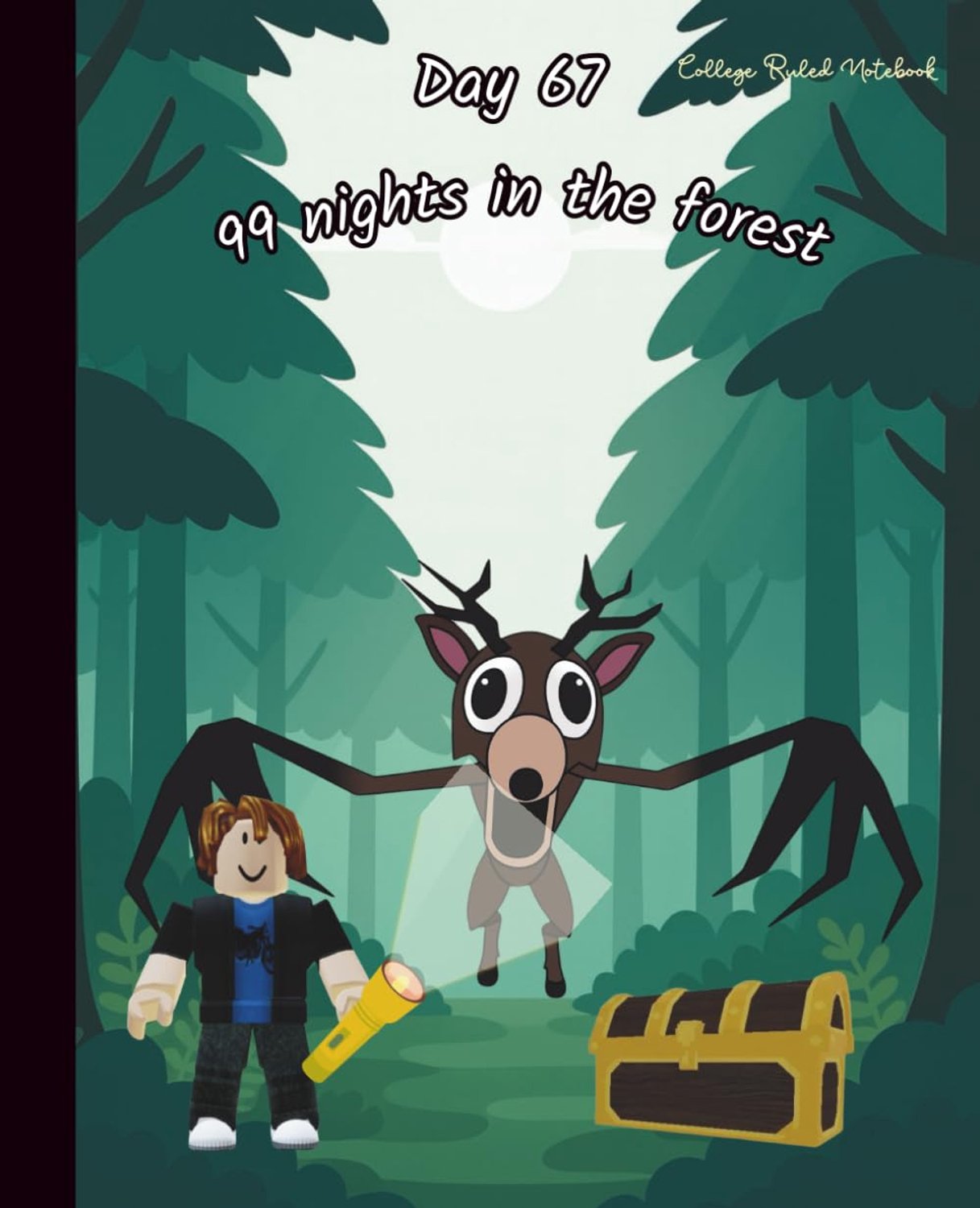 99 Nights in The Forest Notebook Journal, Trendy Game Deer Cover, 60 sheets: College Ruled Composition Note Book for - ShopVlot