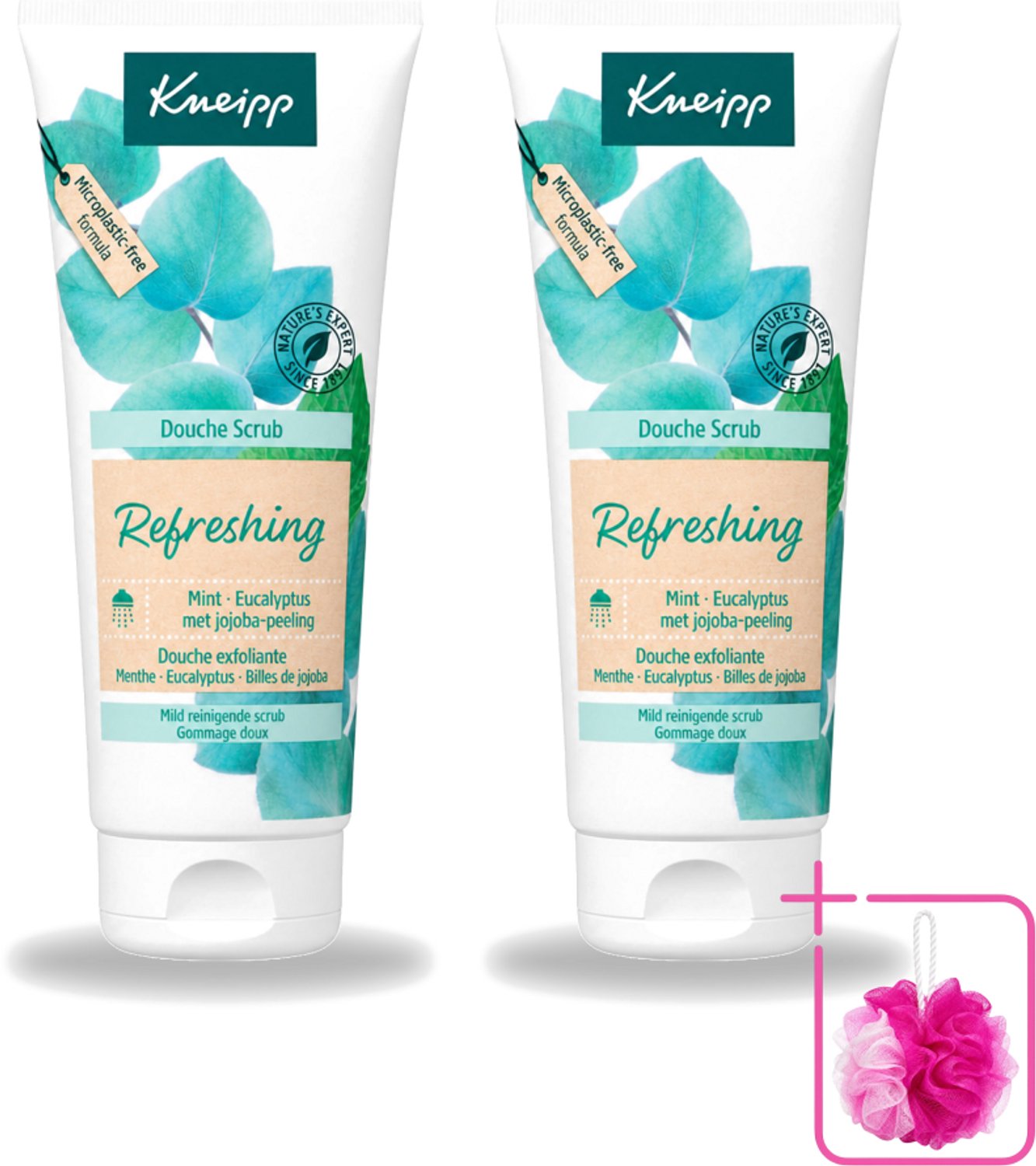 2 x Kneipp - Douche scrub - Refreshing - Mint & Eucalyptus - 200 ml - Bulkverpakking - Douche scrub - Douchemop - Verfrissende douche