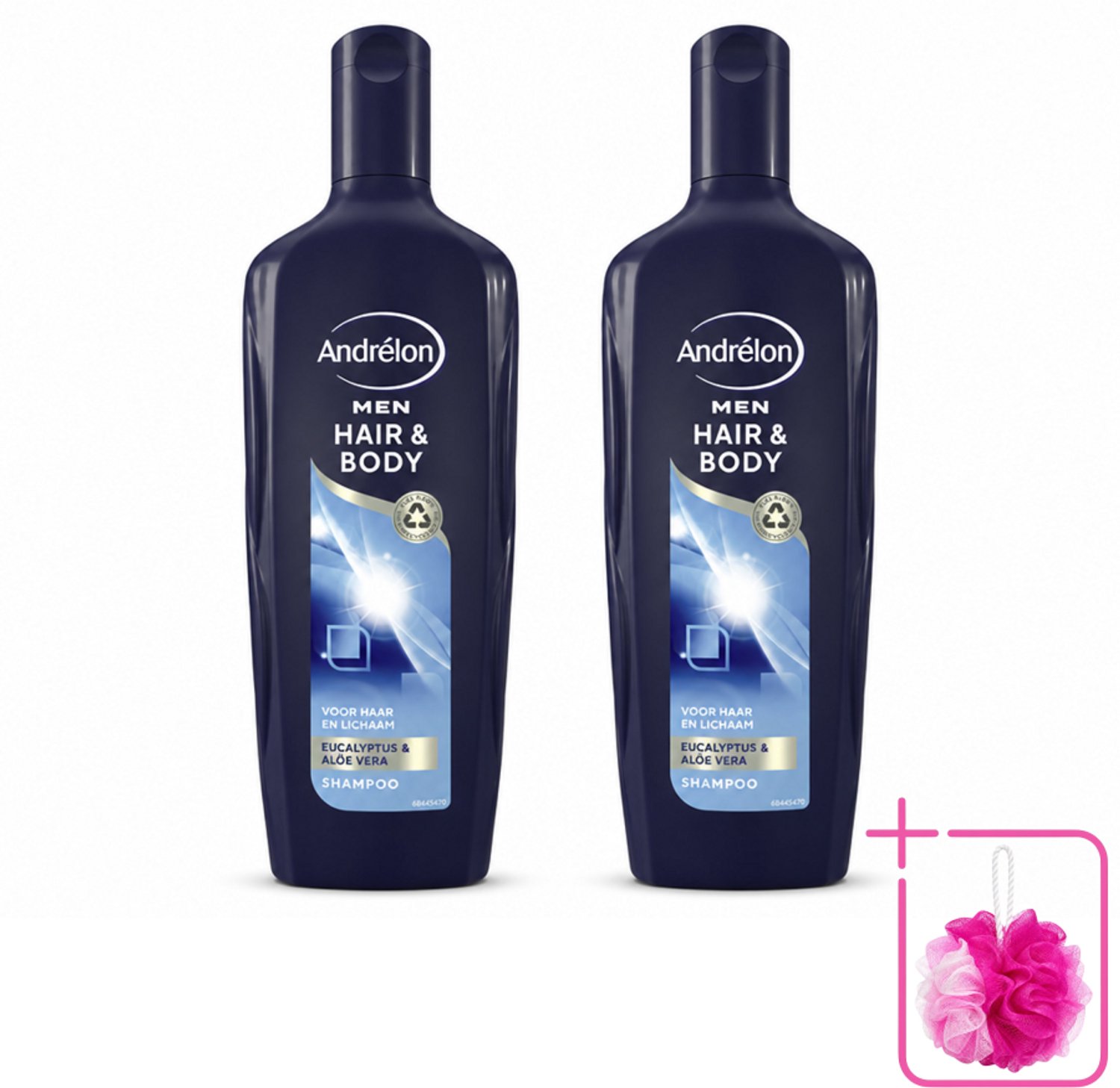 2 x Andrélon - Men - Hair & Body - Shampoo - 300 ml - Bulkverpakking - Haar en lichaam verzorgen - Douchemop - Mannelijke haar en lichaam verzorging