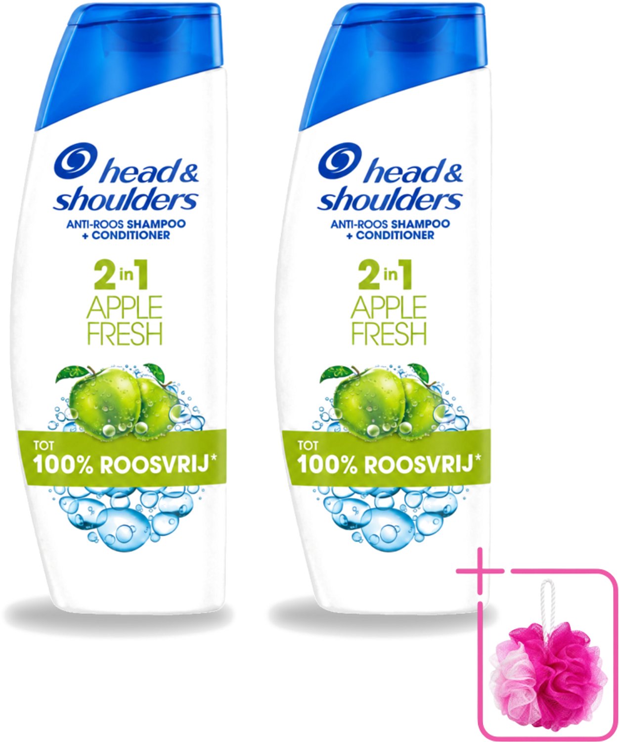 2 x Head & Shoulders - Shampoo - 2-in-1 - Apple Fresh - 100% Roosvrij - 300 ml - Bulkverpakking - Anti-roos shampoo - Douchemop - Hoofdproblemen