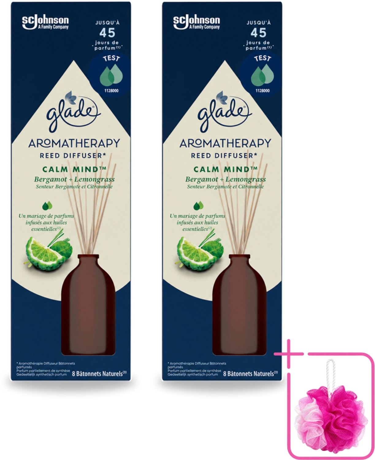 2 x Glade - Geurstokjes Calm Mind - Aromatherapie Geurverspreiding - 80 ml - Bulkverpakking - Geurstokjes - Douchemop - Ontspanning