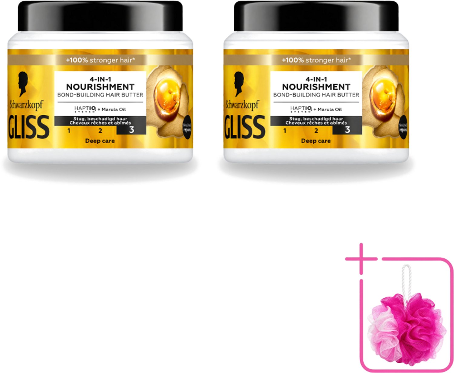 2 x Gliss - Haarmasker - 4in-1 Hair Butter - Voor Intensieve Herstelverzorging - 400 ml - Bulkverpakking - Haarmasker - Douchemop - Haarherstel