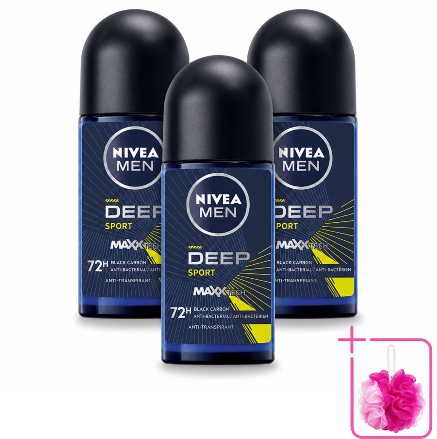3 x NIVEA MEN - Deodorant Roller - Deep Sport - 50 ml - Bulkverpakking - Anti-transpirant - Zweetbestendig