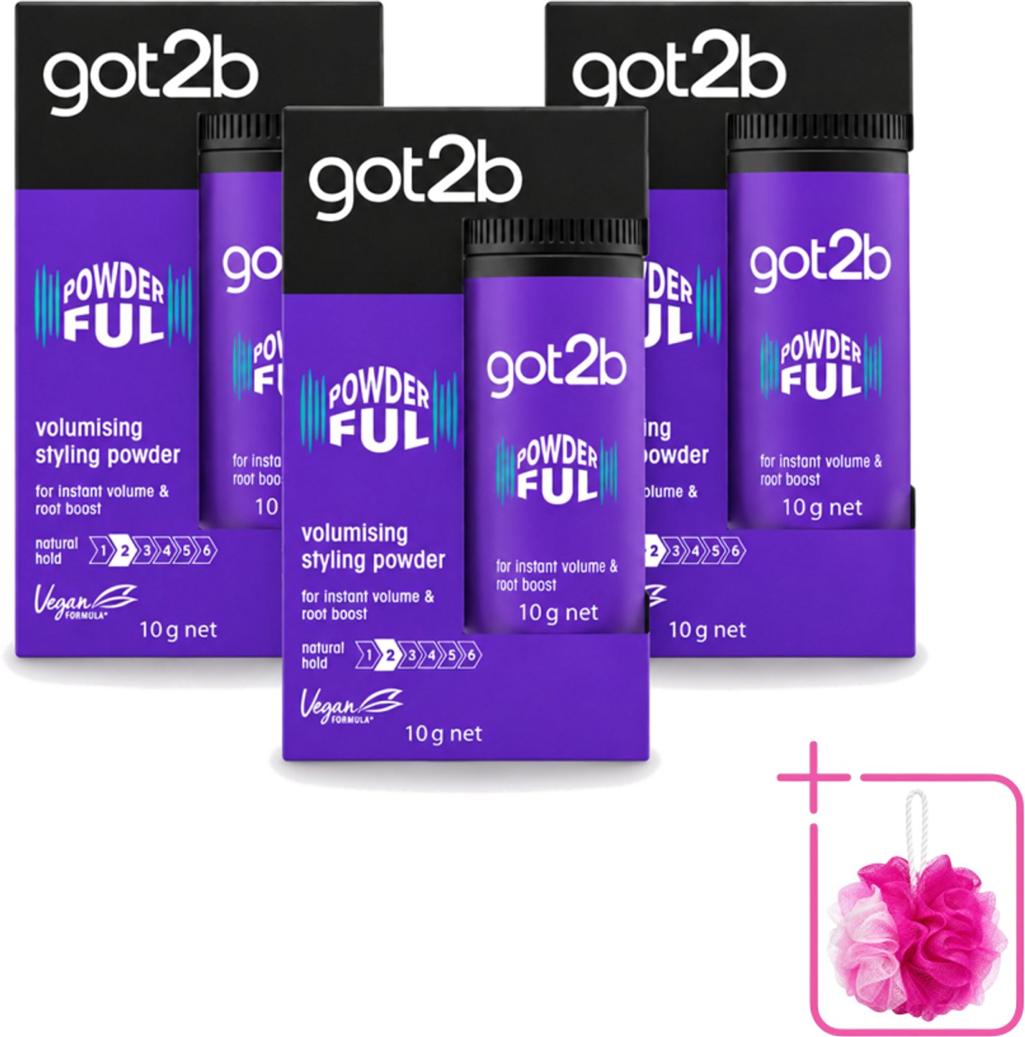 3 x Got2B - Stylingpoeder - Powderful - 10 g - Bulkverpakking - Haar volume - Douchemop - Haarkleur