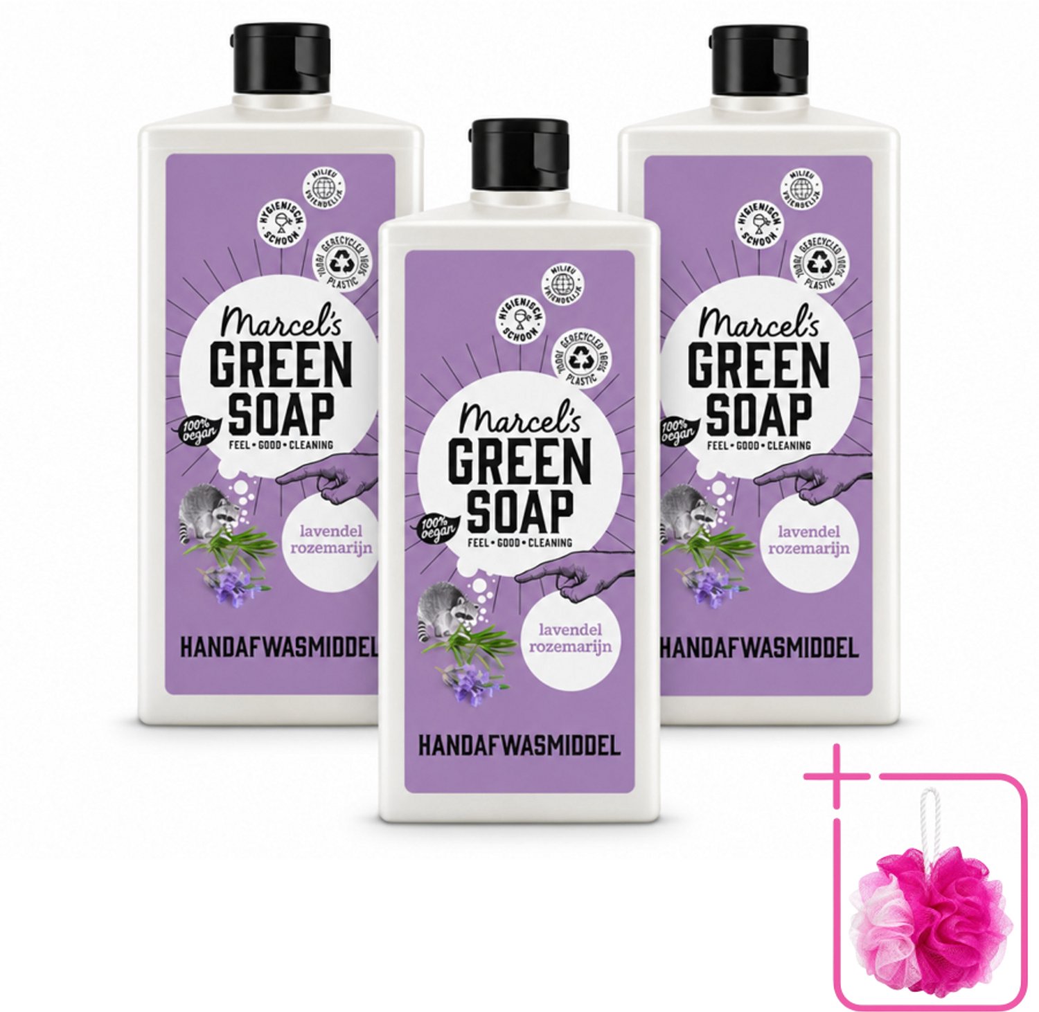 3 x Marcel's Green Soap - Afwasmiddel - Lavendel & Rosemarijn - Voor dagelijks gebruik - 500 ml - Bulkverpakking - Afwasmiddel - Douchemop - Natuurlijke afwas