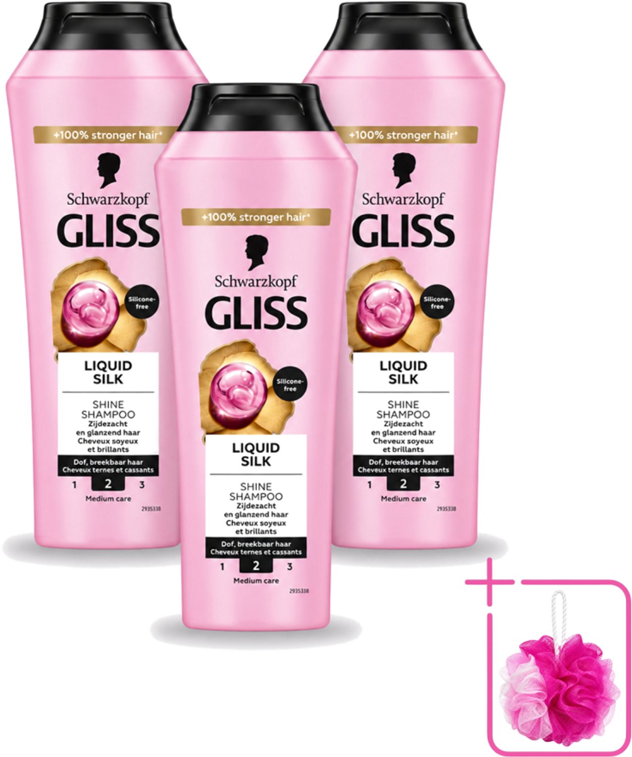 3 x Gliss - Shampoo - Liquid Silk - Voor Glanzend en Zijdezacht Haar - 250 ml - Bulkverpakking - Glans haar - Douchemop - Zijdezacht haar