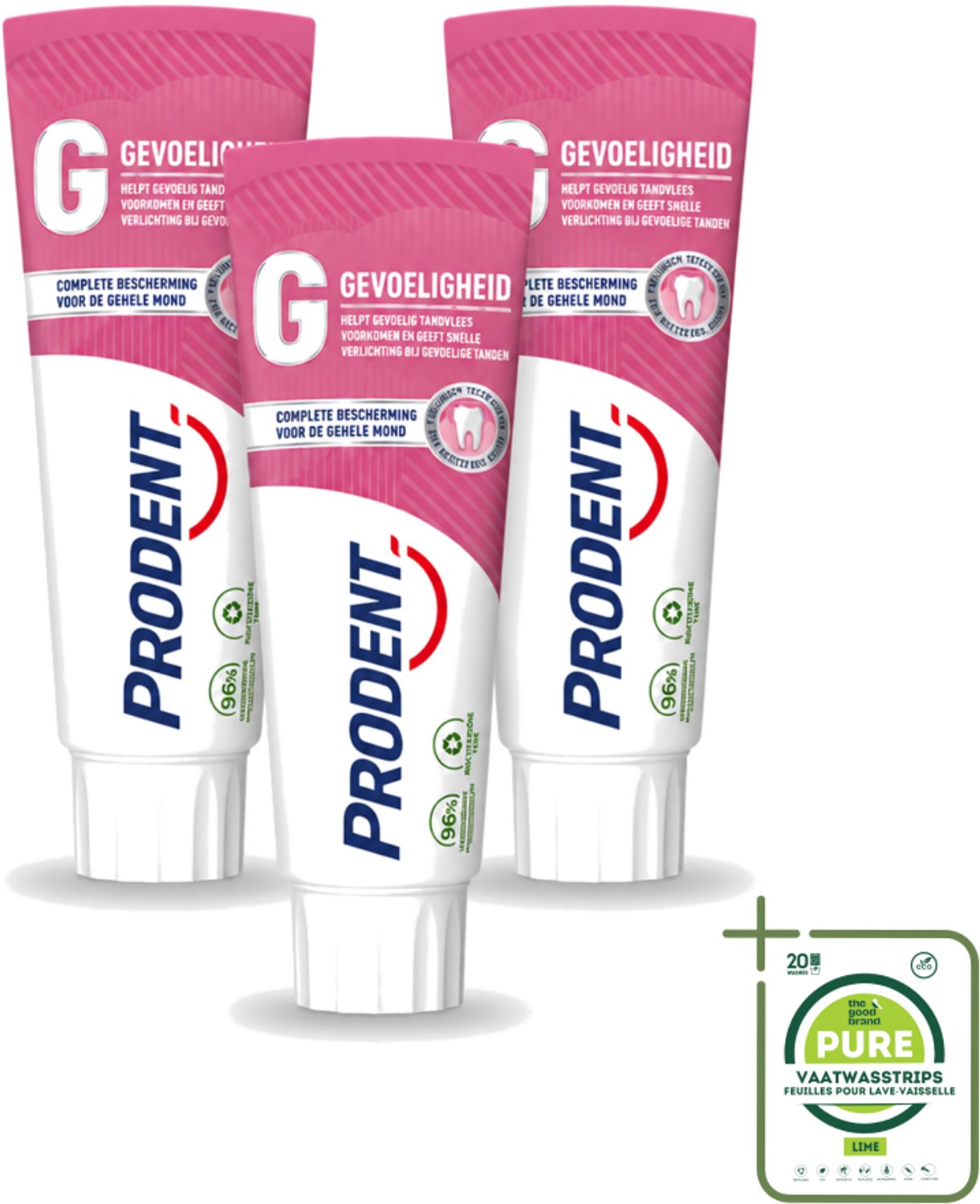 3 x Prodent – Tandpasta – Gevoeligheid – Pro-Zinc Technologie – 75 ml - Grootverpakking - Vaatwasstrips - Gevoelige Tanden - Gevoelig Tandvlees - Pro-Zinc - Antibacteriële Werking - Mondverzorging