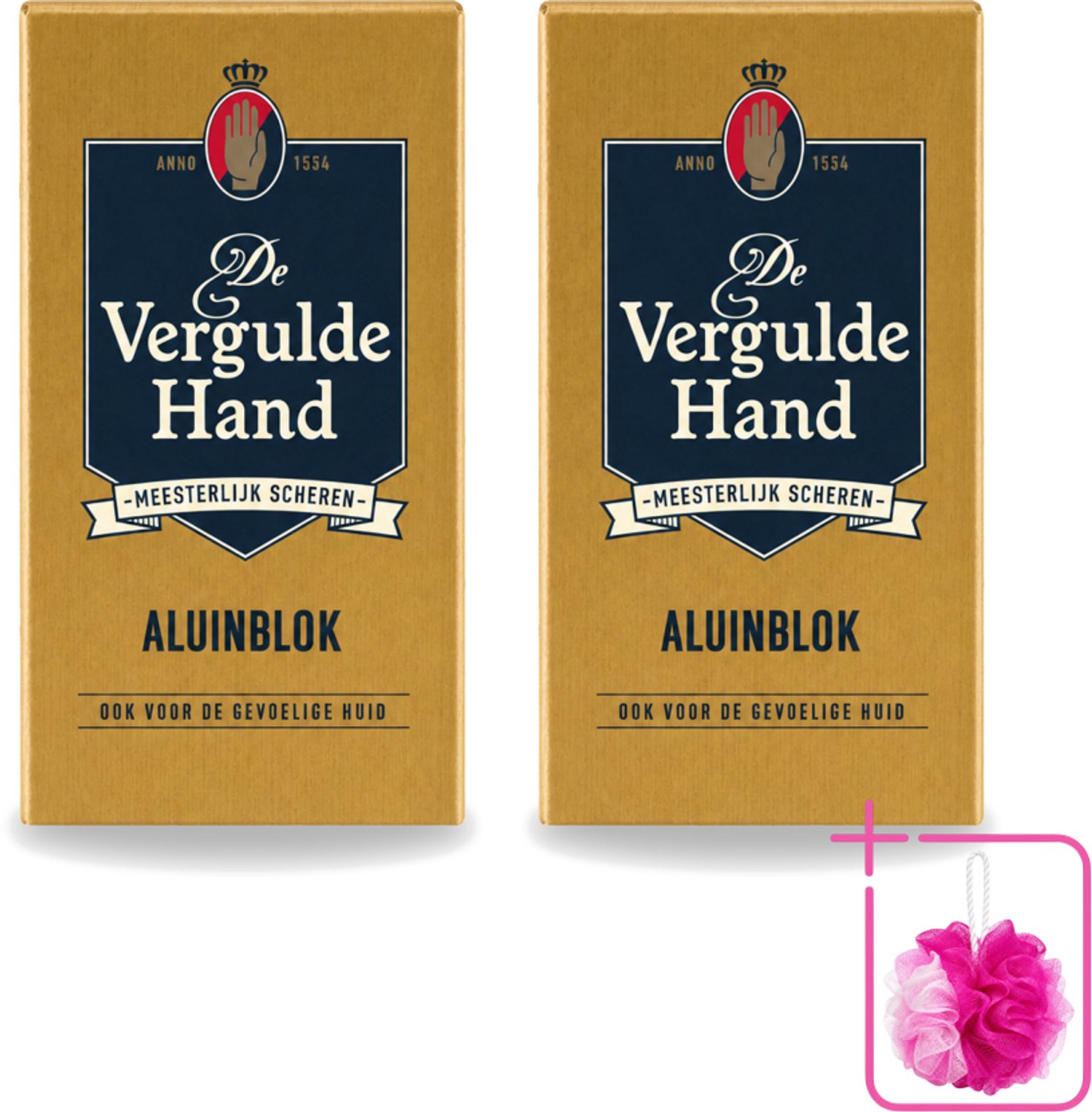2 x Vergulde Hand - Aluinblok - 75gr - Bulkverpakking - Aluminiumblok - Douchemop - Scheerwondje