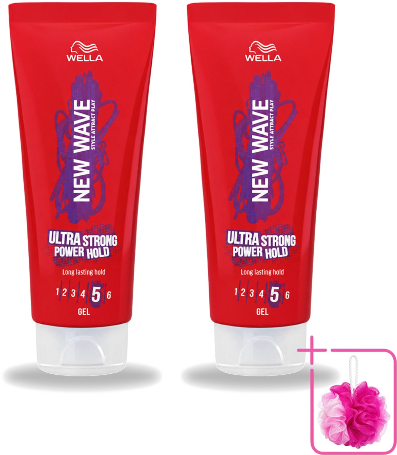 2 x Wella – New Wave Ultra Strong Power Hold – Haargel – 200 ml - Bulkverpakking - Haarkleur - Douchemop - Haartypen