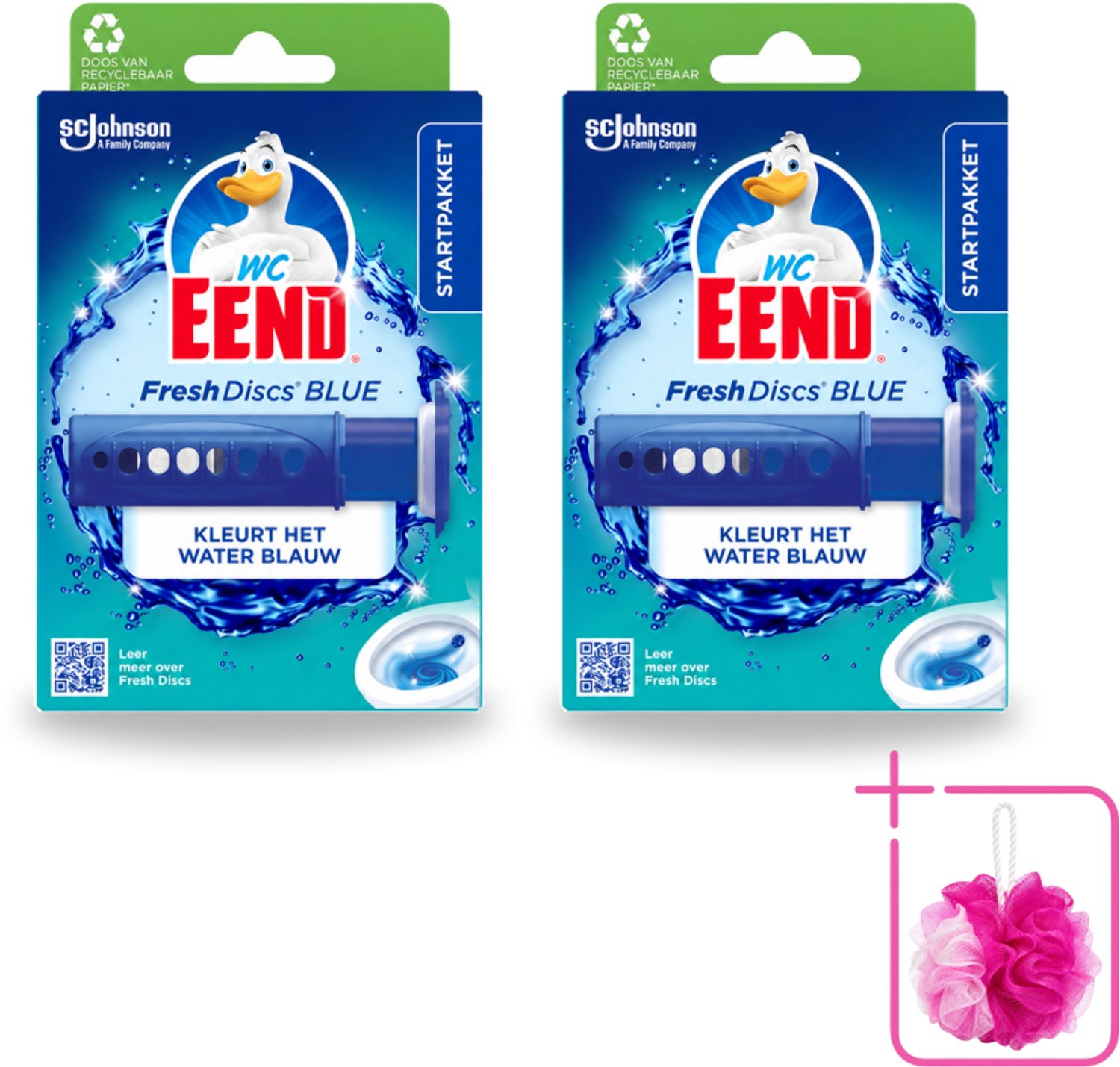 2 x WC Eend – Fresh Discs – Houder + Navulling – Coloring Blue – 36 ml - Bulkverpakking - Toilet reinigen - Douchemop - Toilet hygiëne