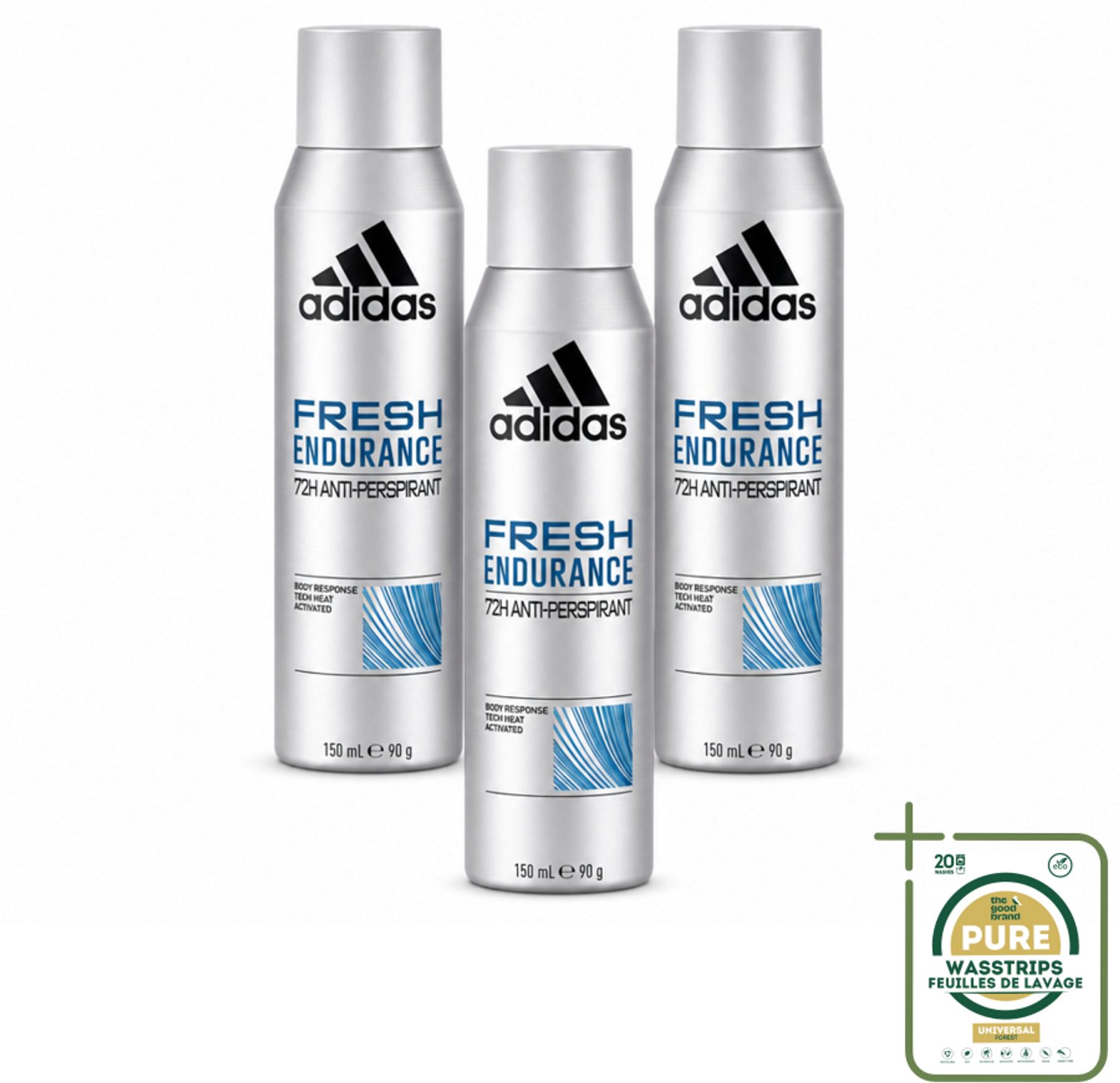 3 x Adidas – Deodorant Spray – Fresh Endurance – 150 ml - Anti-transpirant Spray - Frisse Geur - 72 Uur Bescherming - Zweetvermindering - Actieve Dagelijks Leven