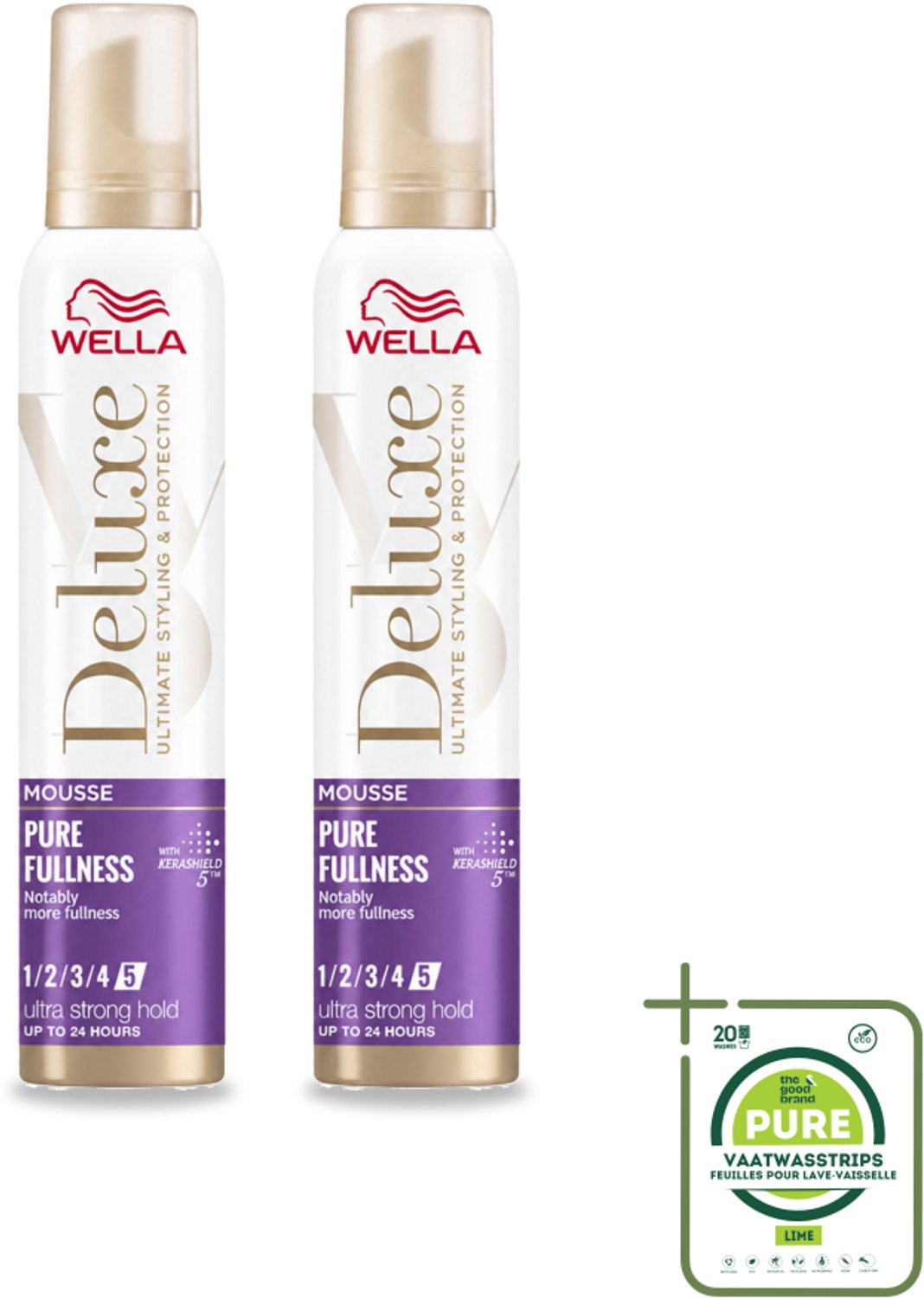 2 x Wella – Deluxe Pure Fullness – Haarmousse – 200 ml - Grootverpakking - Vaatwasstrips - Haarmousse - Volume - Haarbescherming - Kerashield 5 - Anti-pluis