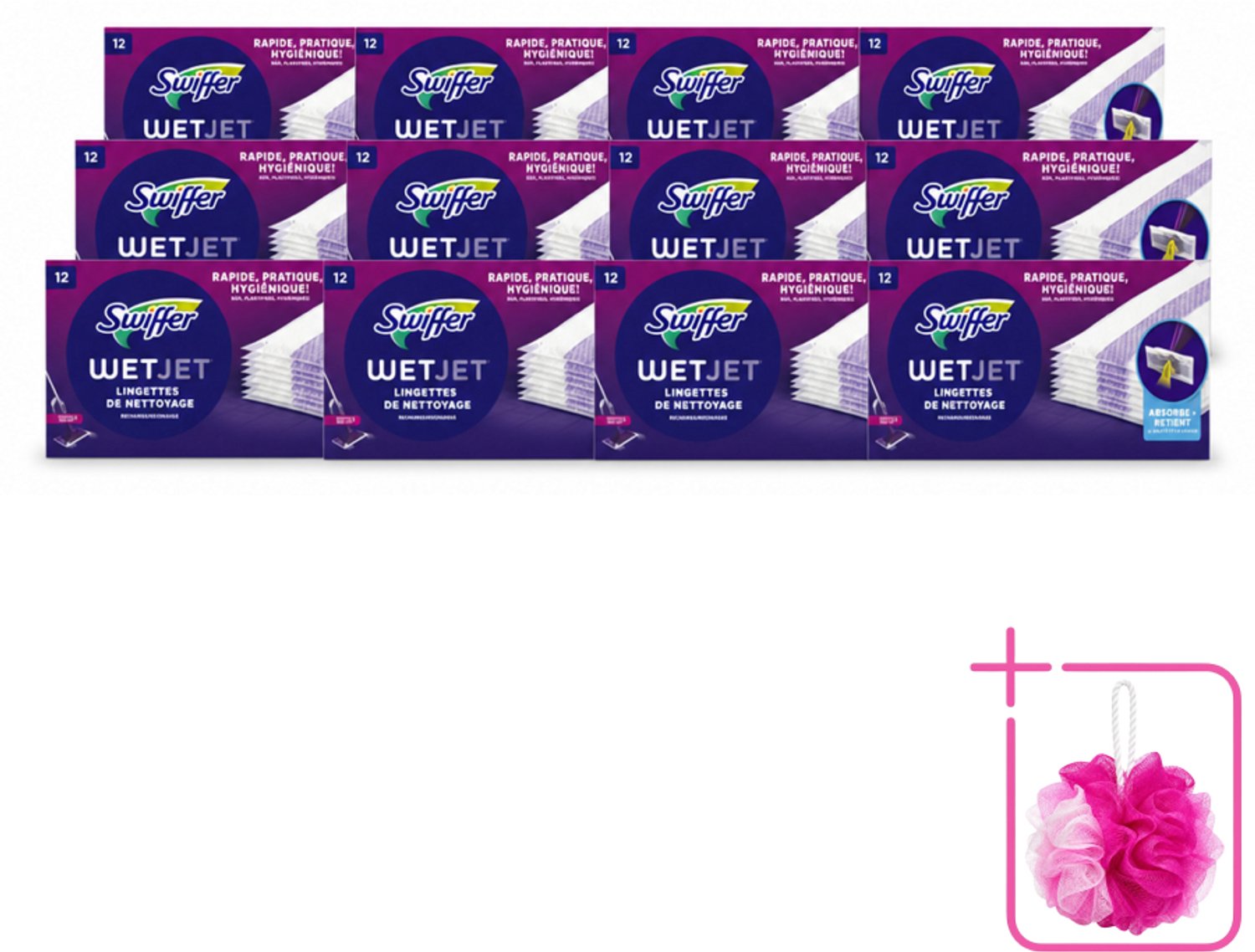 12 x Swiffer - WetJet – Reinigingsdoekjes – Navullingen – 12 doekjes - Bulkverpakking - Absorberende navuldoekjes - Douchemop - Spraymop doekjes