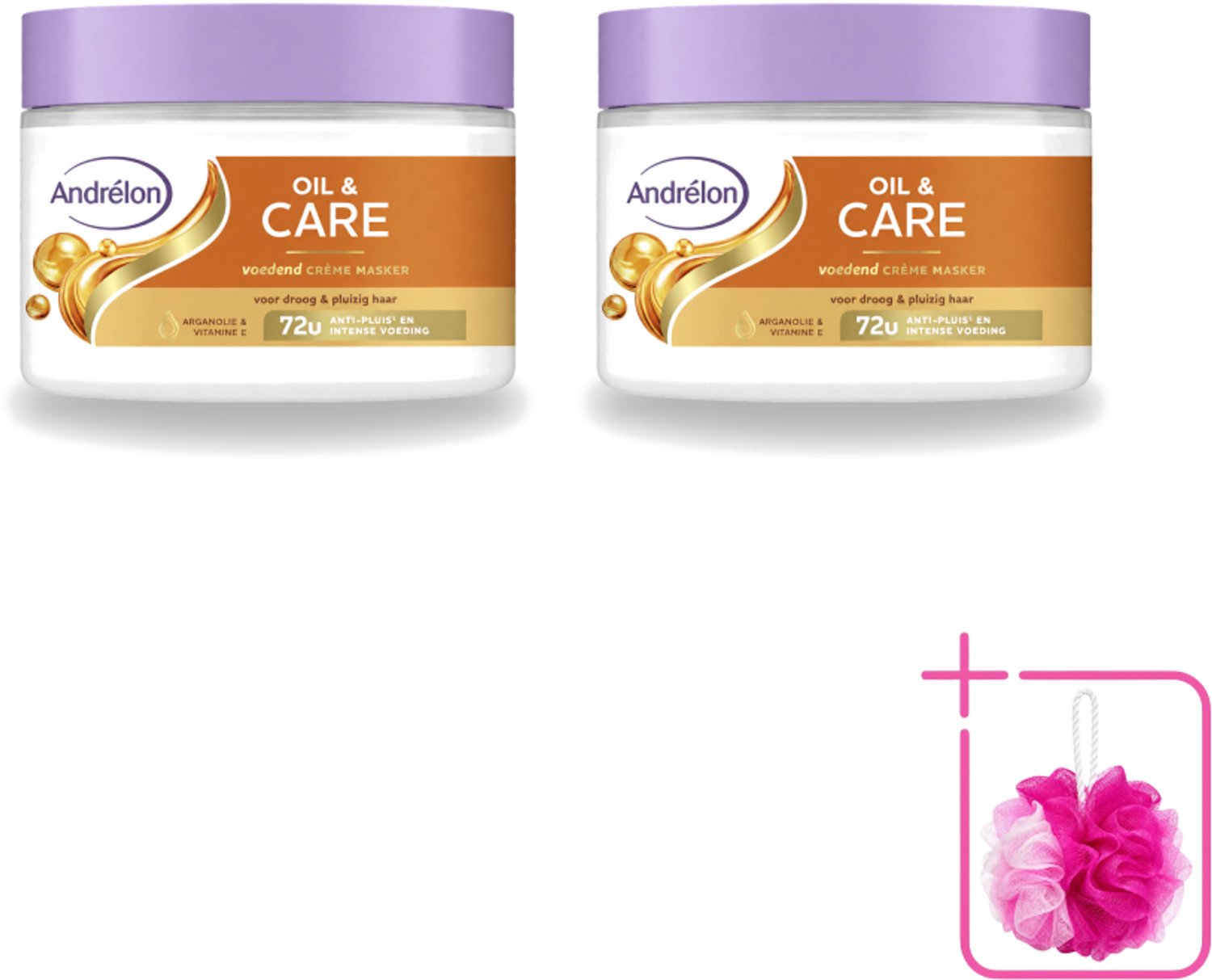 2 x Andrélon – Crème Haarmasker – Oil & Care – 300 ml - Bulkverpakking - Haarmasker - Douchemop - Droog haar