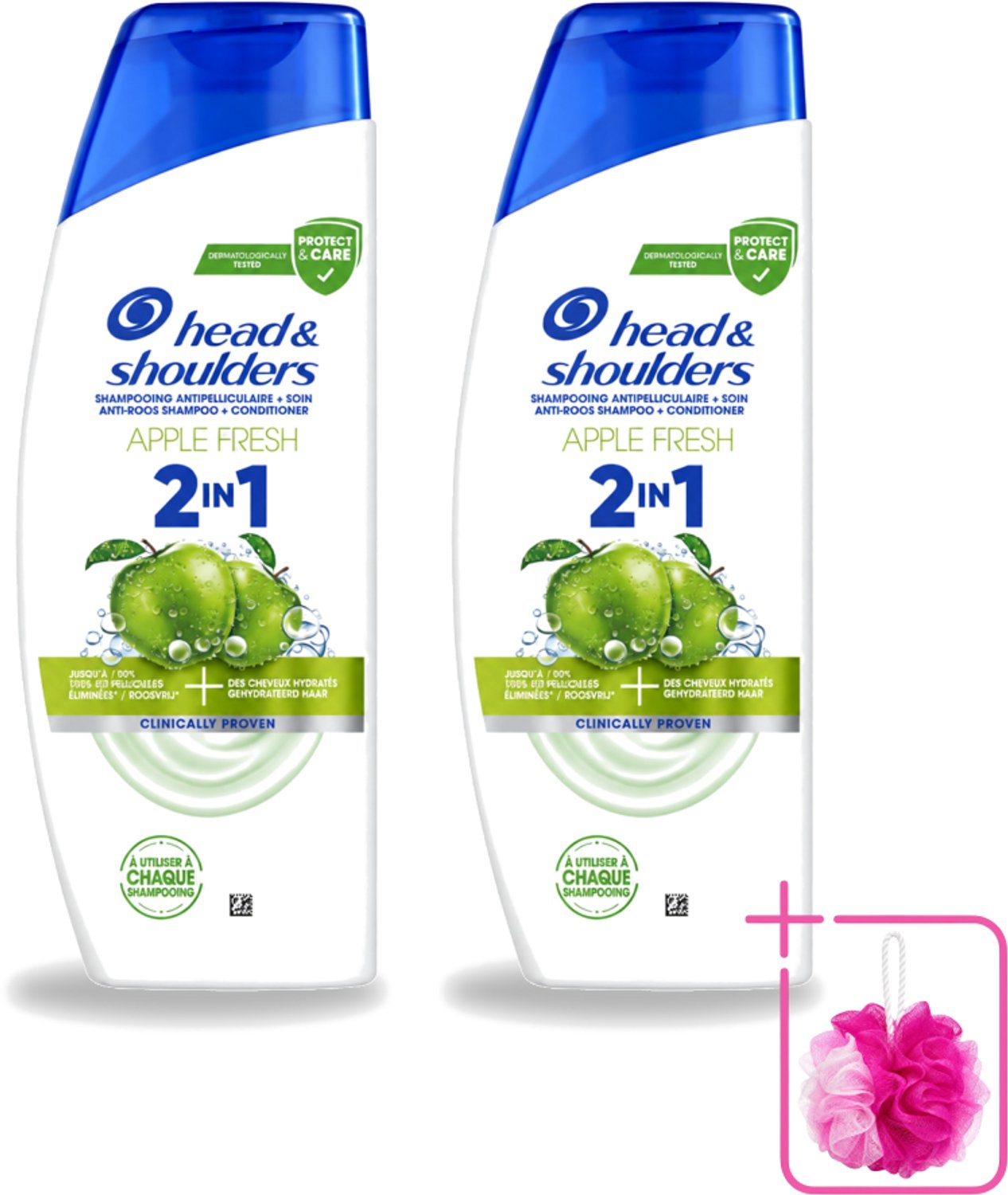 2 x Head & Shoulders – 2-in-1 – Apple Fresh – 300 ml - Bulkverpakking - Anti-roos shampoo - Douchemop - 2-in-1 shampoo