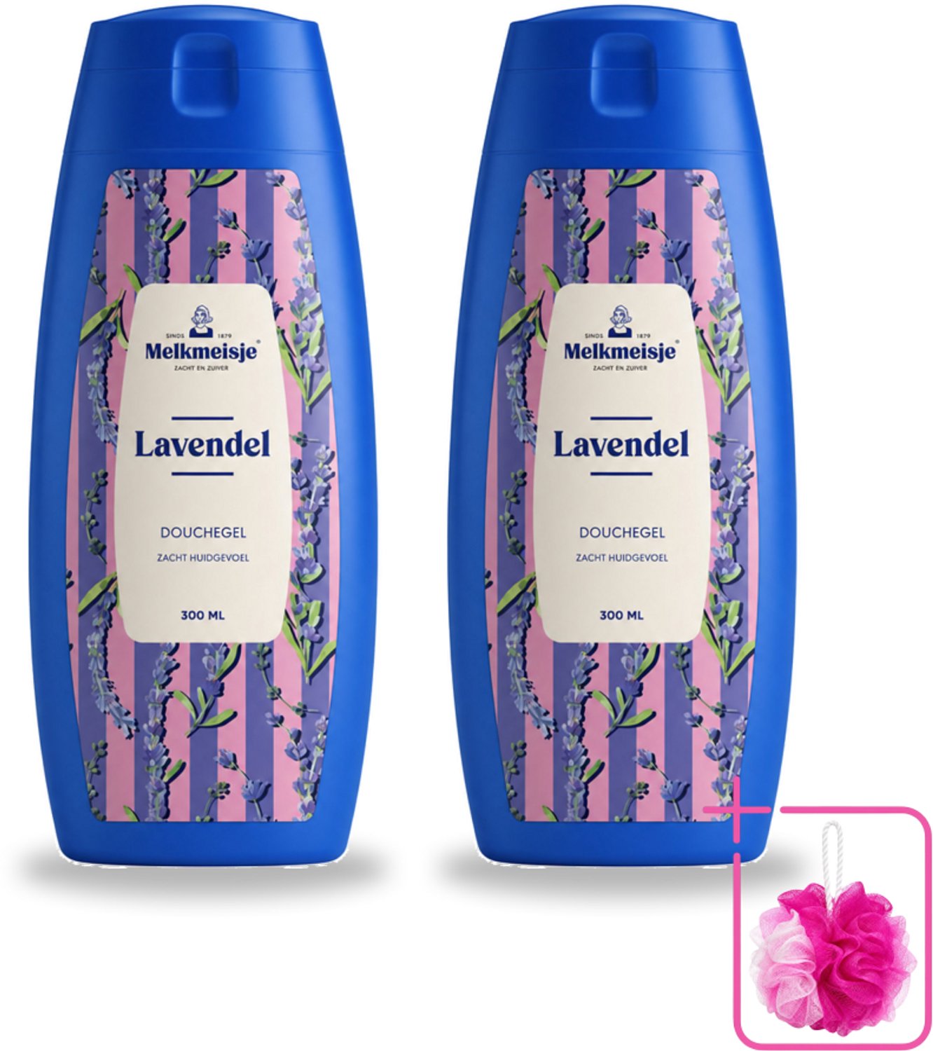 2 x Melkmeisje – Douchegel – Lavendel – Zacht Huidgevoel – 300 ml - Bulkverpakking - Badcrème - Douchemop - Douchecrème