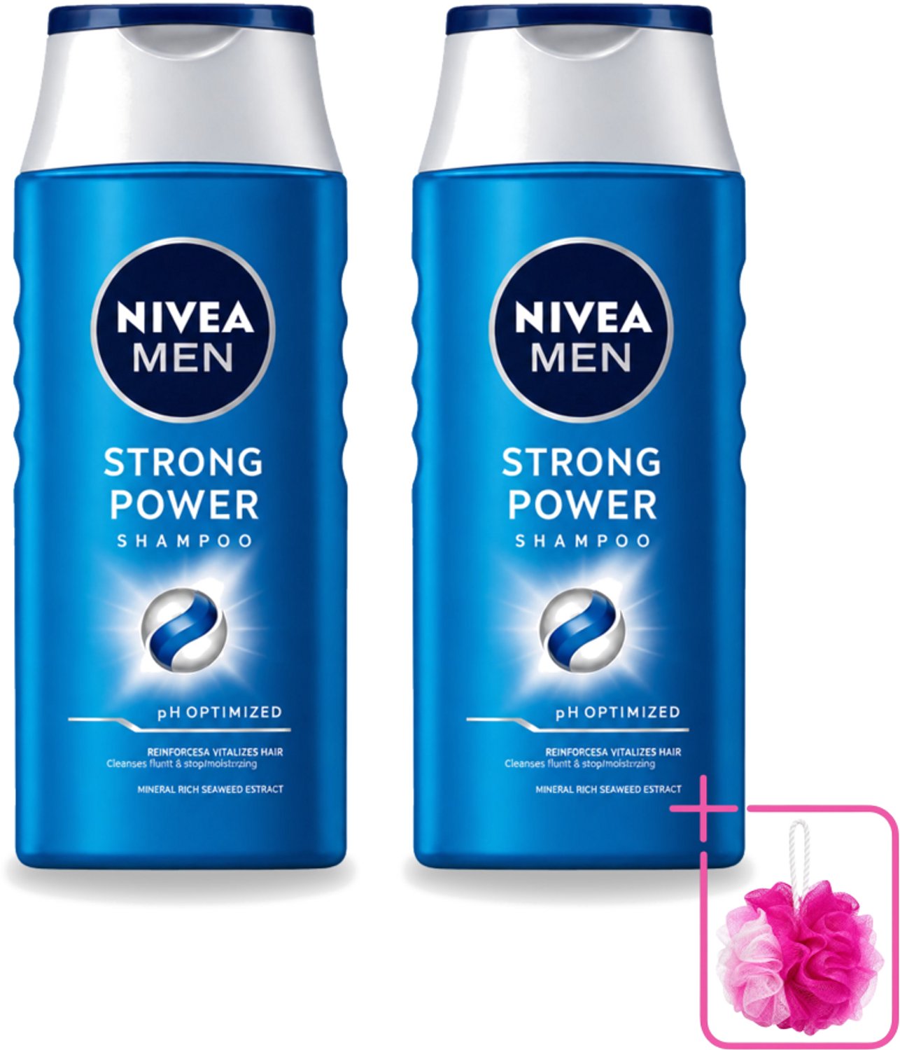2 x NIVEA MEN – Shampoo – Strong Power – 250 ml - Bulkverpakking - Sterker haar - Douchemop - Vol haar