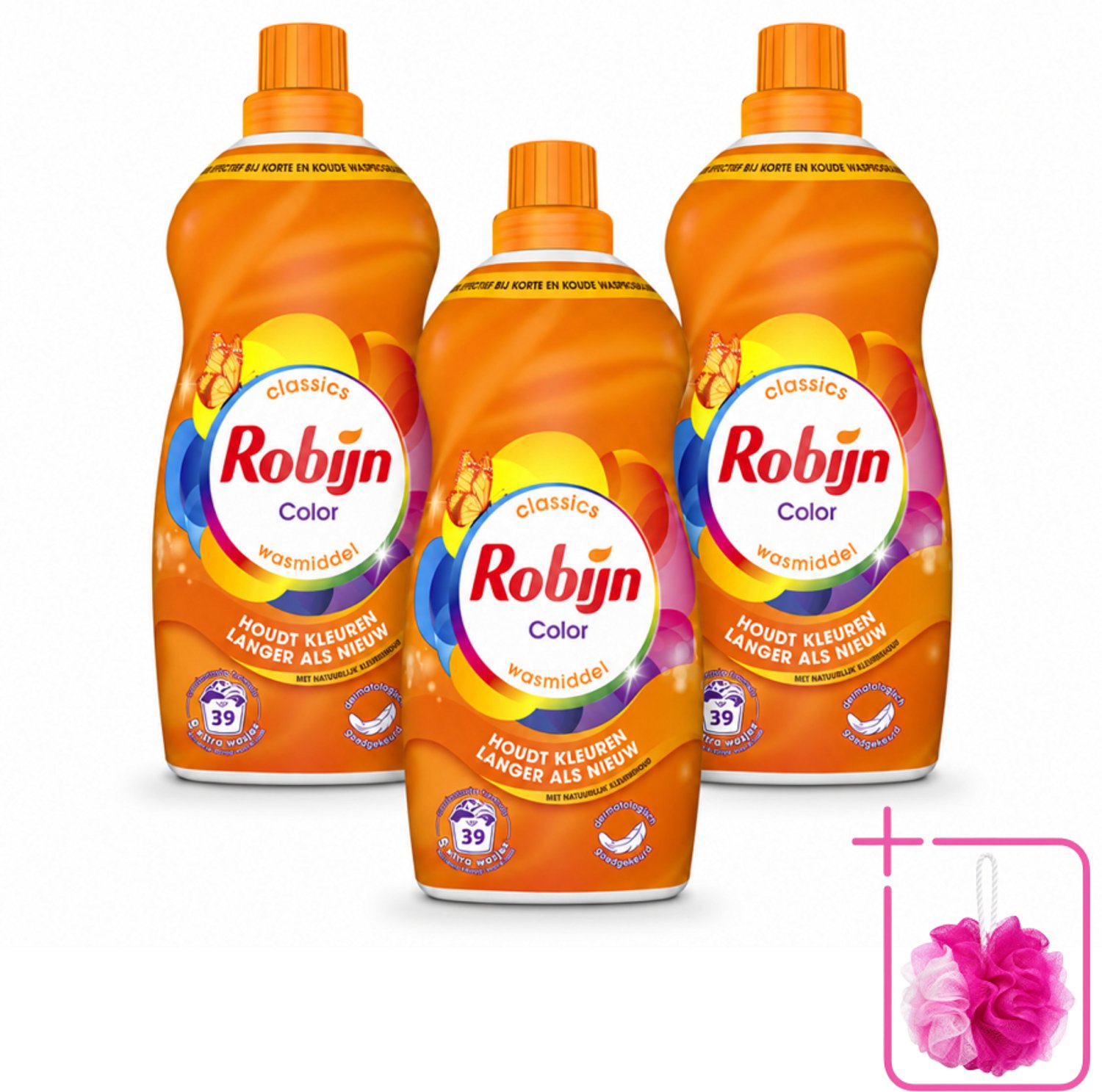 3 x Robijn – Vloeibaar Wasmiddel – Klein & Krachtig Color – 1,19 L - Bulkverpakking - Kleurbehoud - Douchemop - Kleurherstel