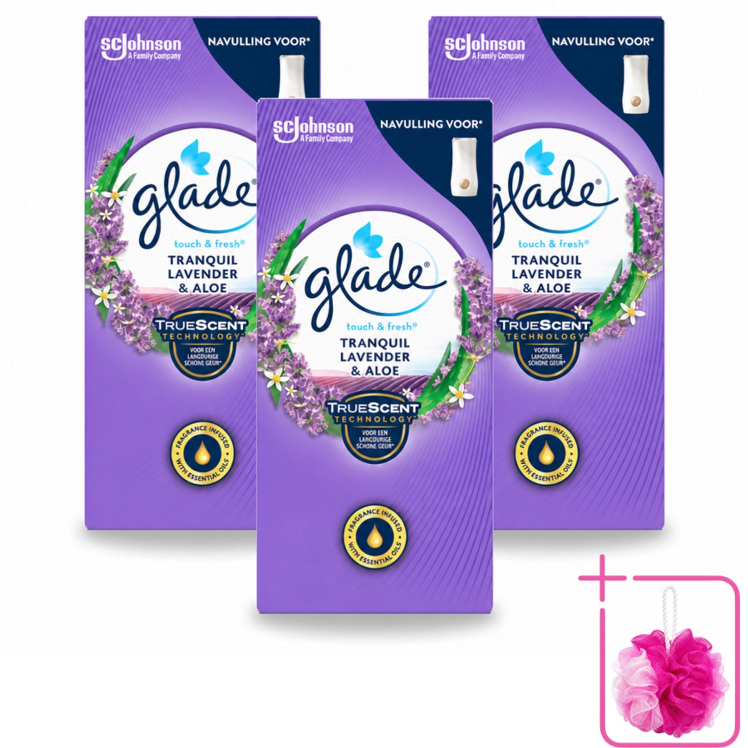 3 x Glade – Touch & Fresh Navulling – Tranquil Lavender & Aloe – 10 ml - Bulkverpakking - Lavendel en aloë luchtverfrisser - Compacte geurboost