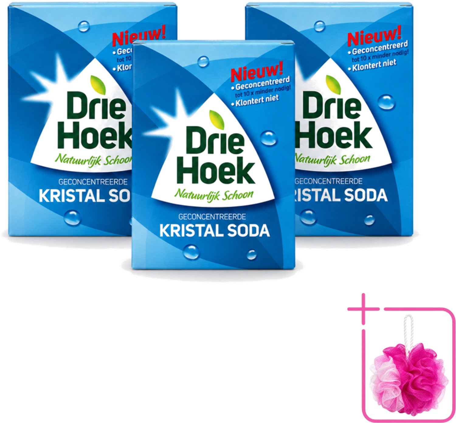 3 x Driehoek – Kristal Soda – 600 gr - Bulkverpakking - Schoonmaakmiddel - Douchemop - Kristal soda