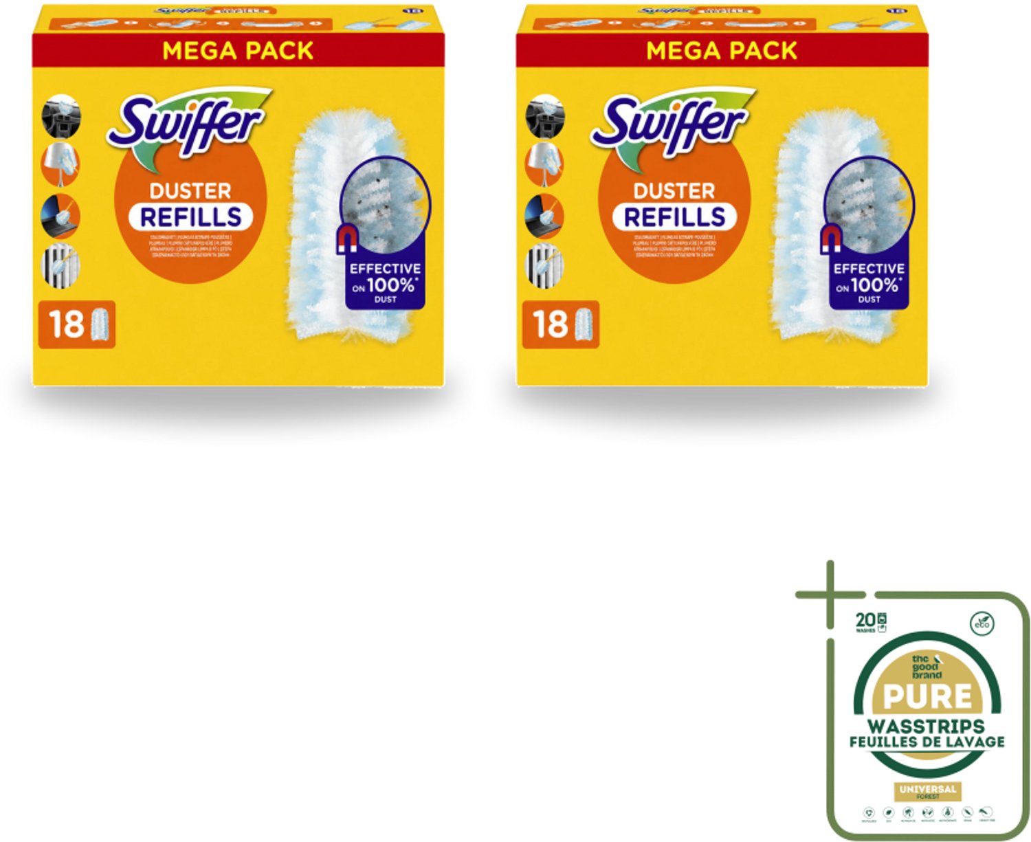 2 x Swiffer - Duster – Voor Stofwisser – 18 navullingen - Wasstrips - Stofwisser Navullingen - Stofwisser - Stofwisser Voor Meubels - Stofwisser Voor Plinten - Stofwisser Voor Radiatoren